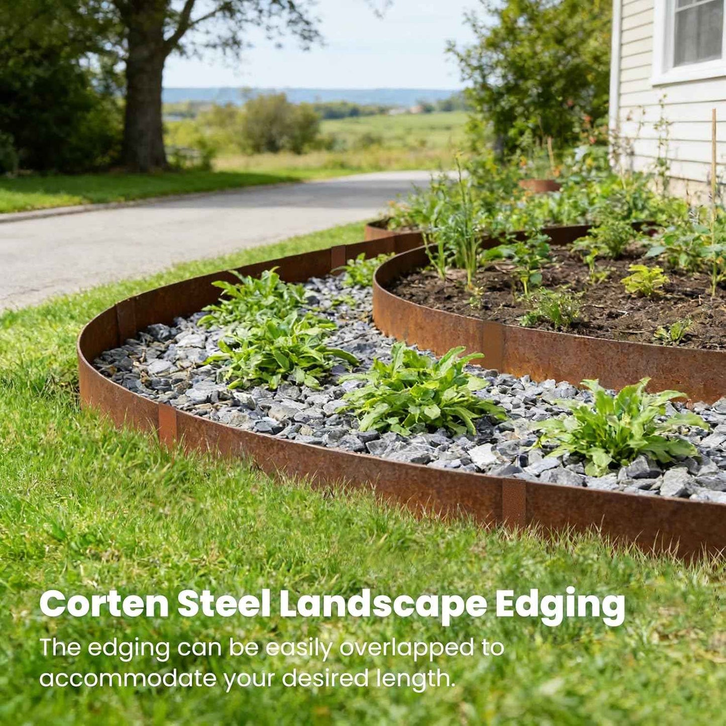 Corten Steel Landscape Edging 8" H x 40" L 6 Pack Metal Garden Edging, Pre-Rusted Metal Landscape Edging, Hammer-in Steel Edging for Landscaping with 6 Clips for Lawn Yard Border (20Ft Total)