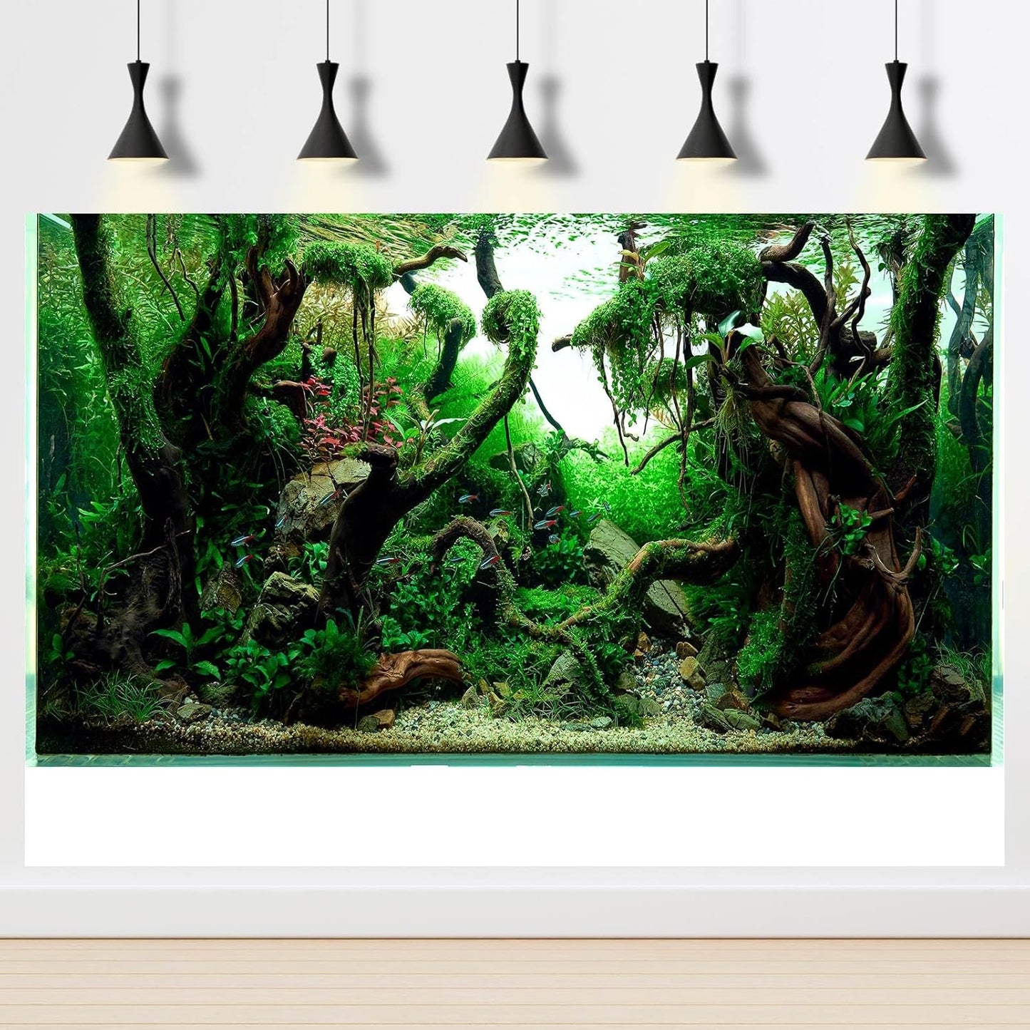 Aquarium Background Underwater Pebble Grass Leaves Aquarium Backdrop Vivid Fresh Green Aquatic Plant Stone River Bed Aquarium Backdrop Deadwood Purple Leaves Tank Background Vinyl 60x24in