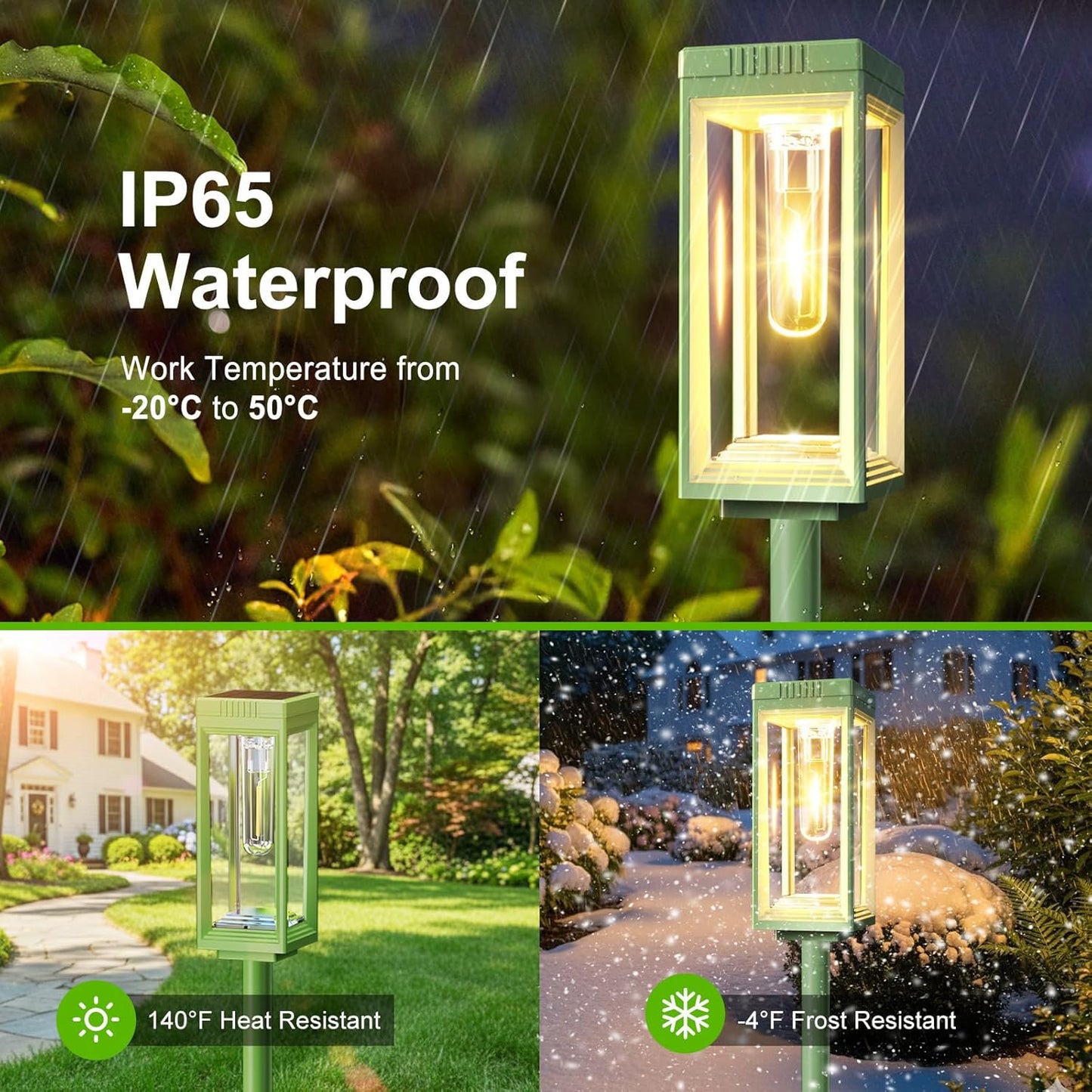 WdtPro 6 Pack Bright Solar Pathway Lights Outdoor, Auto On/Off, 15+ Hours Runtime, Solar Lighting for Garden Step Outside Yard Driveway Landscape Path Patio, Warm White, Green Shell