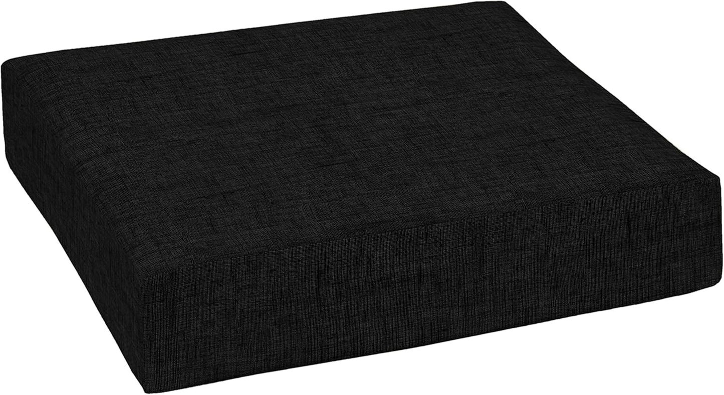 Arden Outdoor Deep Seat Bottom Cushion, 24 x 24, Rain-Proof, Fade Resistant 24 x 24, Black Leala