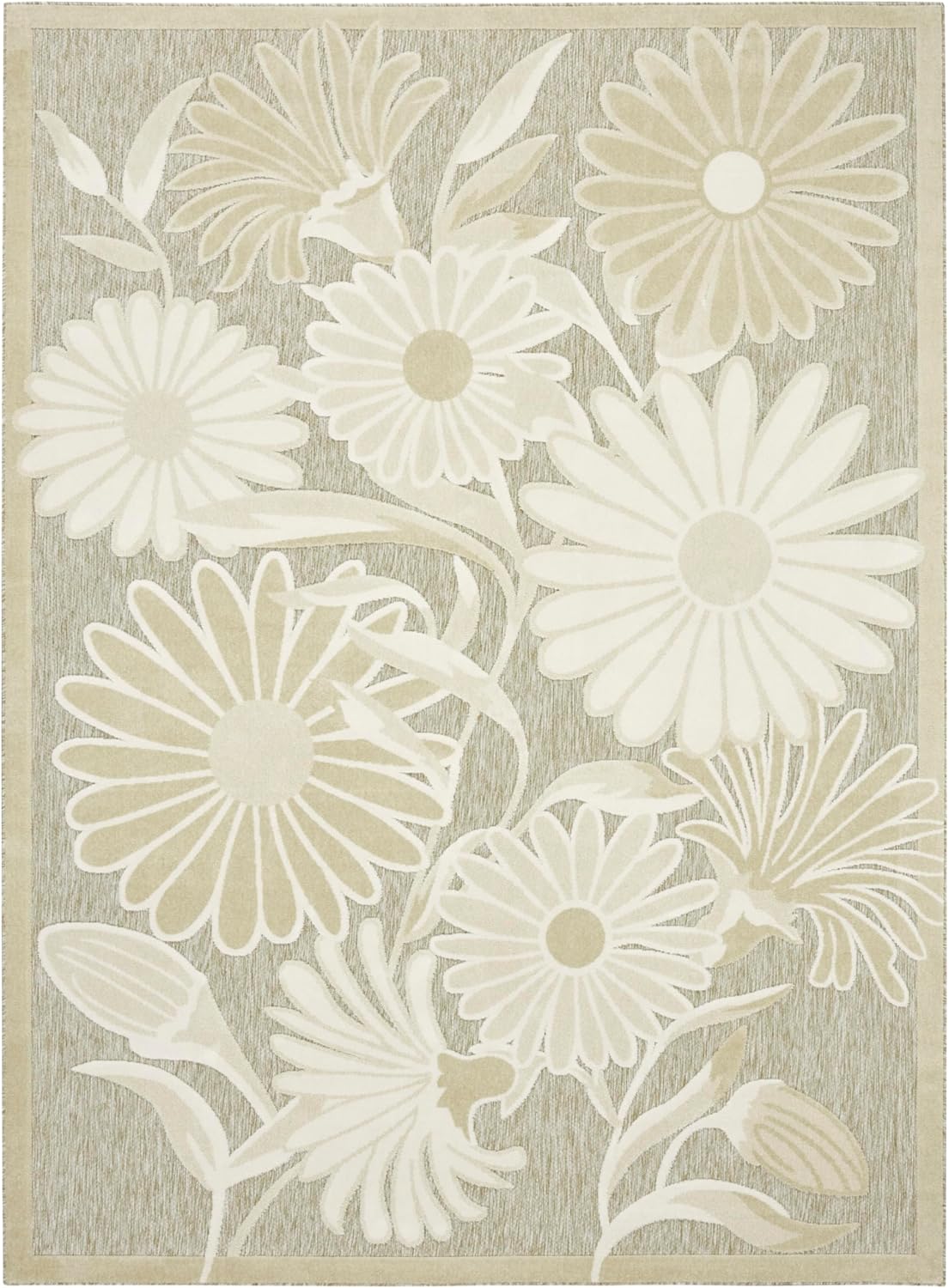 Nourison Aloha Ivory Sage 7'10" x 10'6" Area Rug - Easy Clean, Non Shedding, Bed Room, Living Room, Dining Room, Kitchen (8' x 11')