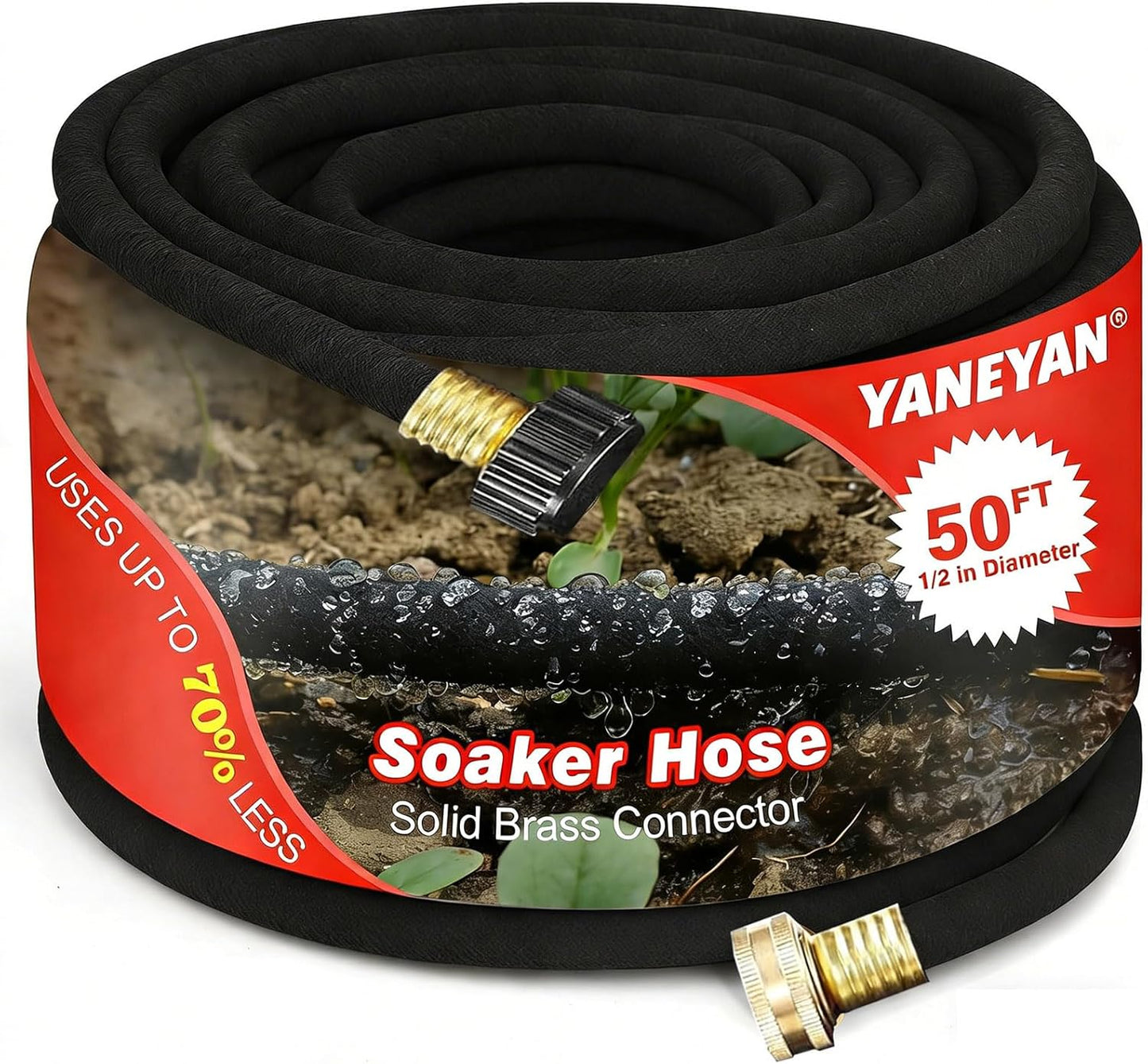 50 FT Soaker Hose 1/2" Heavy Duty Garden Hose to Save 70% Water Drip Irrigation Kit for Lawn/Yard Landscaping Beds