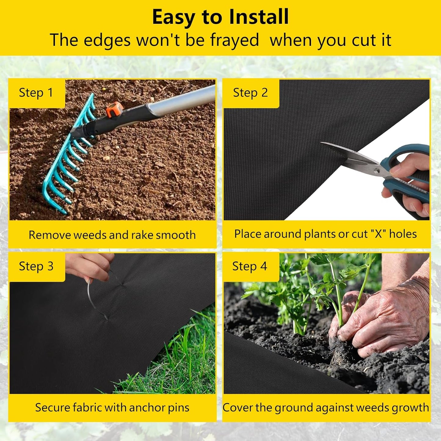 3ft x 300ft Weed Barrier Landscape Fabric, Premium Non-Woven 1.8oz Ground Cover Weed Block Gardening Mat, Easy Setup & Superior Weed Control, for Erosion Control, Weed Block, Ground Cover