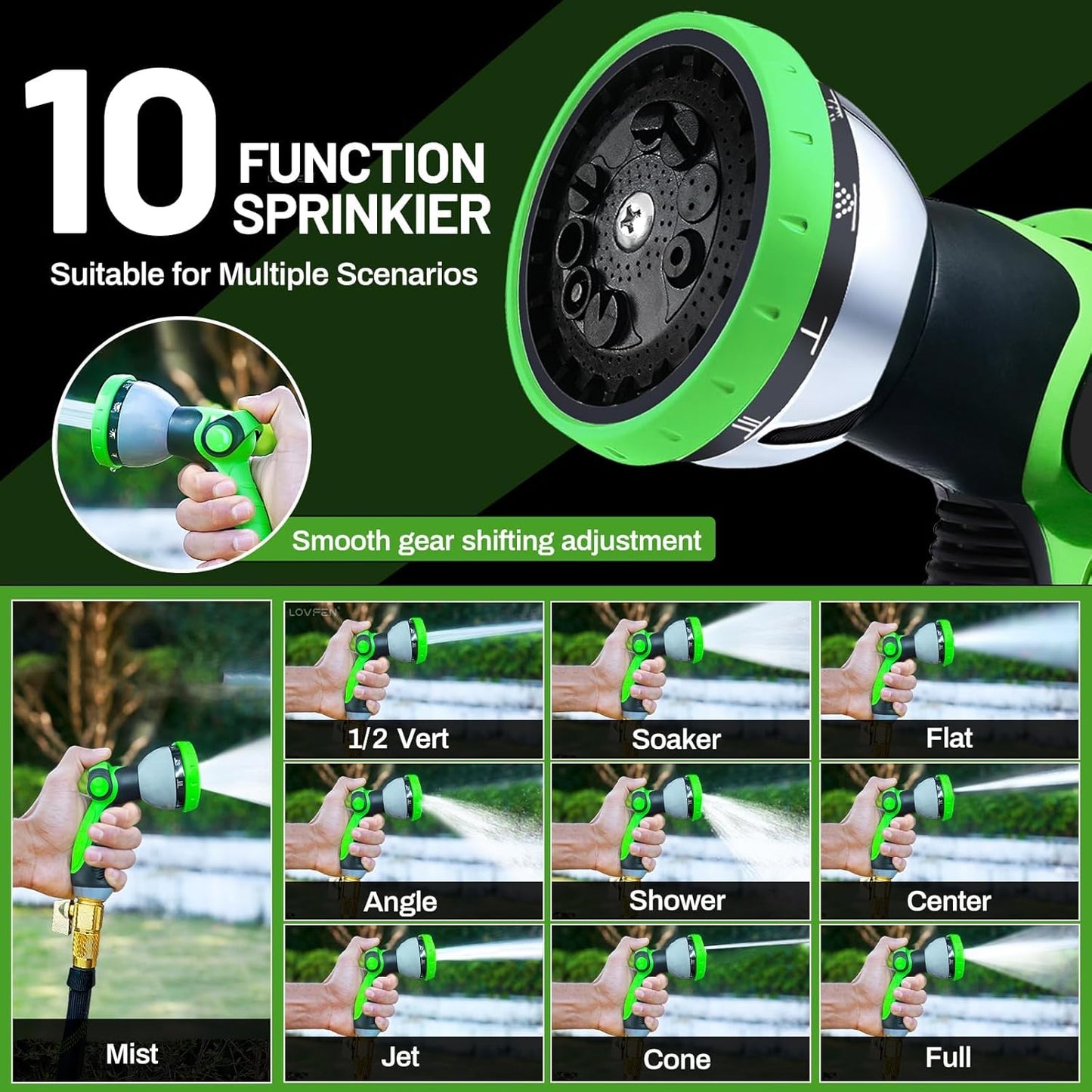 SUPCLUB 200Ft (100Ft+100Ft) Non-Expandable Garden Hose with 3750D Oxford Fabric, Kink & Leak Proof, Lightweight Outdoor Water Hose