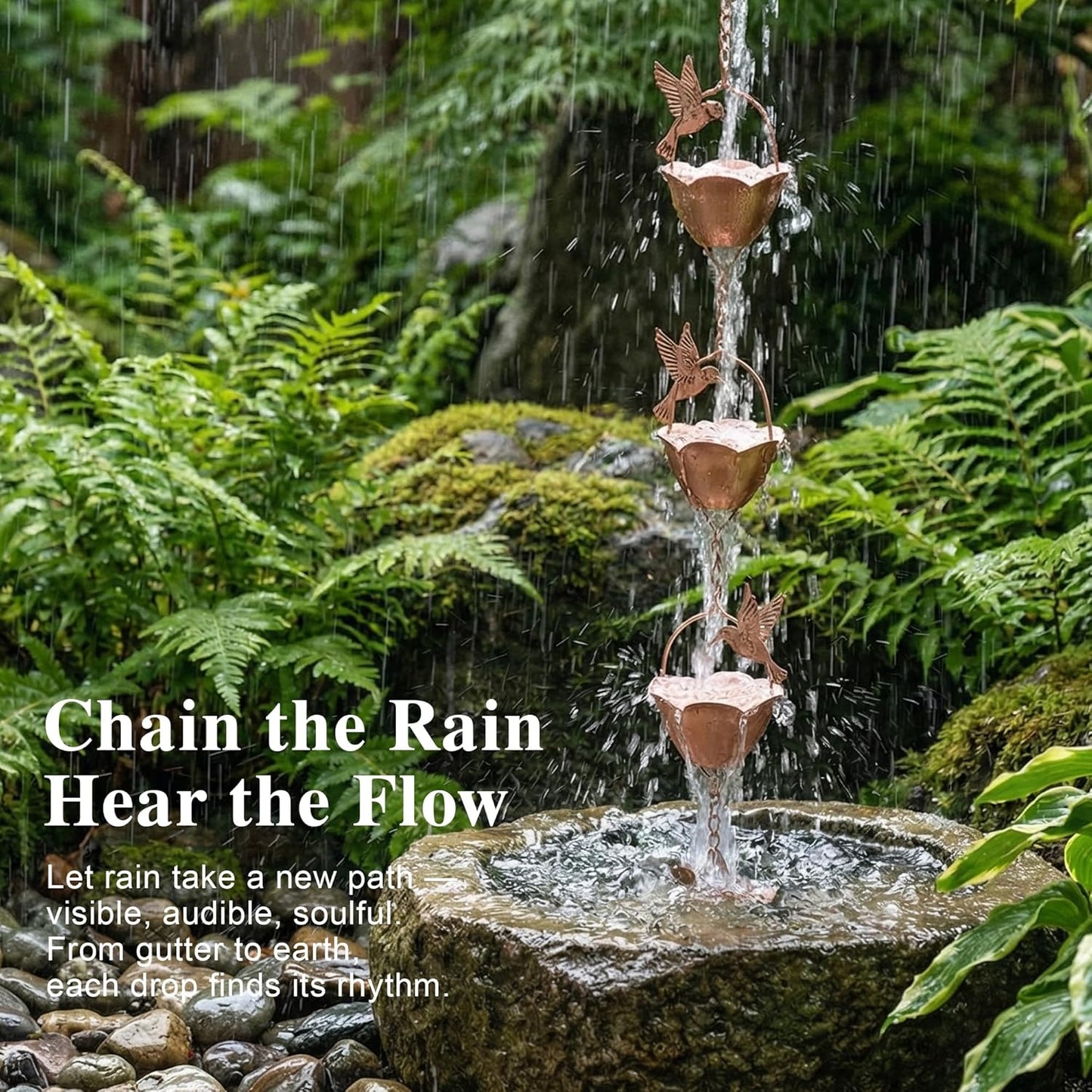 Rain Chains Decorative Rain Chain Bell, 8-1/2 Length, Hummingbird