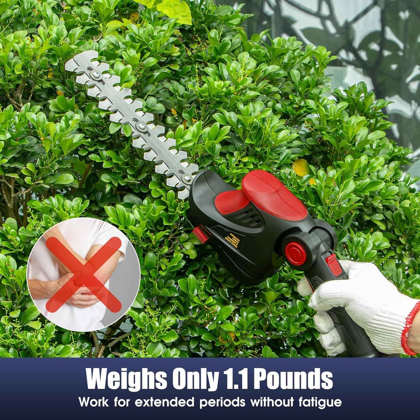 Hedge Trimmer Cordless for Milwaukee 18V MAX Battery, 1500RPM Grass Trimmer Electric Hedge Trimmer, 2 in 1 Design, Perfect for Yard, Garden, and Lawn Care(Battery Not Included) (Red)