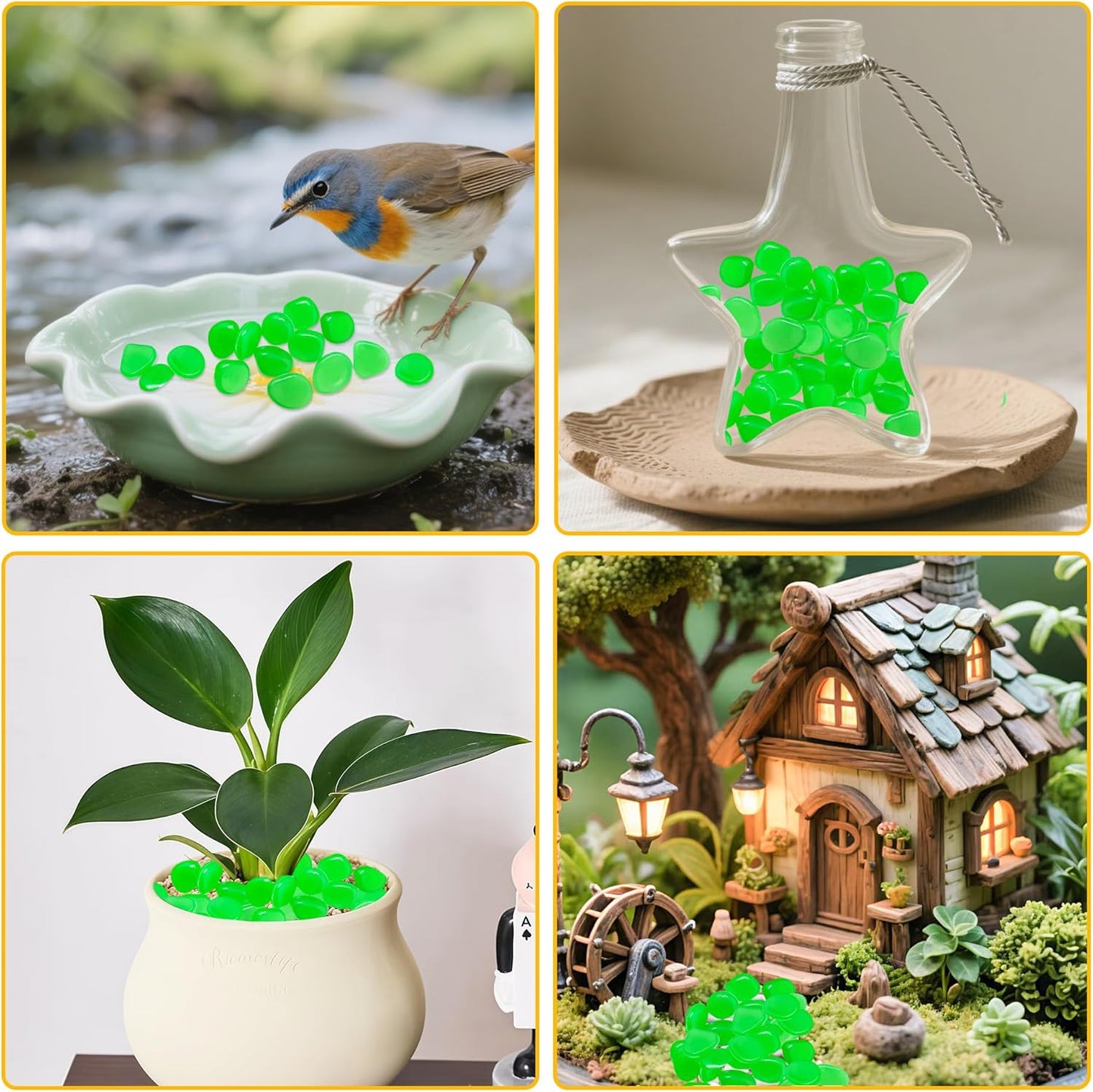 Glow in The Dark Fish Tank Rocks,Green Glowing Rocks Stones Resin Glow in Dark Pebbles for Outdoor Garden, Fish Tank, Aquarium, Landscaping,Driveway Decoration,1.4 Lb