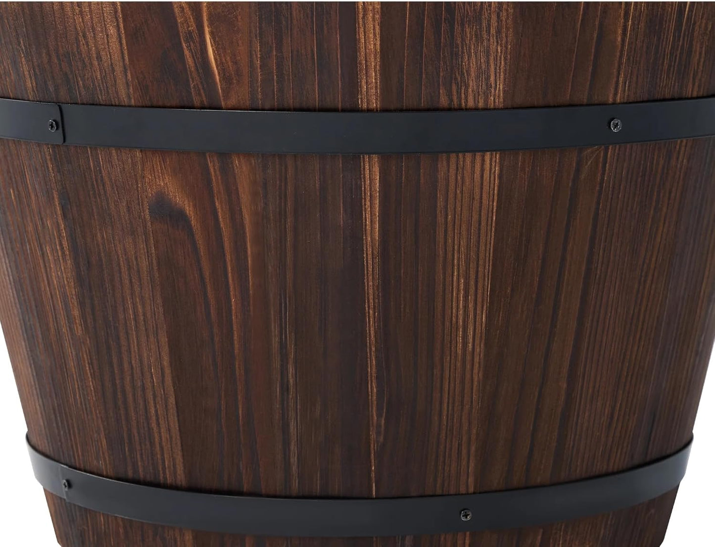 17 Inch Wood Whiskey Barrel Planter – Rustic Outdoor Half Barrel Flower Pot, Weather-Resistant Wood & Iron Plant Container with Drainage Hole, 21QT Capacity, Fully Assembled (Rustic Finish)