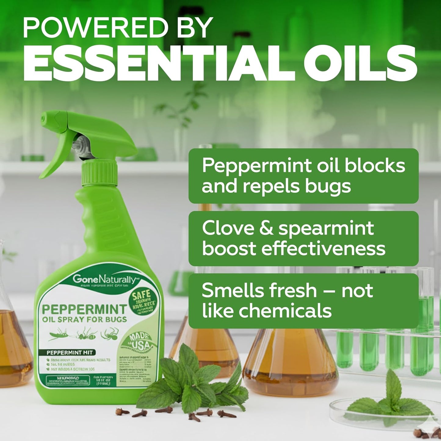 Peppermint Oil Spray for Bugs– Extra Strong Insect Repellent & Bug Spray for Home– Kills & Repels Ants, Roaches, Spiders & More– Safe Around Kids & Pets– Indoor & Outdoor Use (16oz)