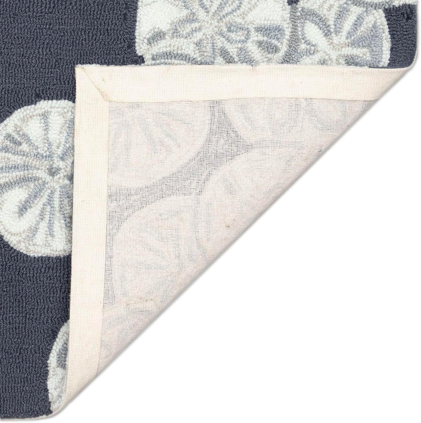 Liora Manne Capri Indoor/Outdoor Handmade Synthetic Blend Durable Area Rug - Transitional Graphic Coastal Beach Decorative (Sea Biscuit Navy) (1'8" x 2'6")