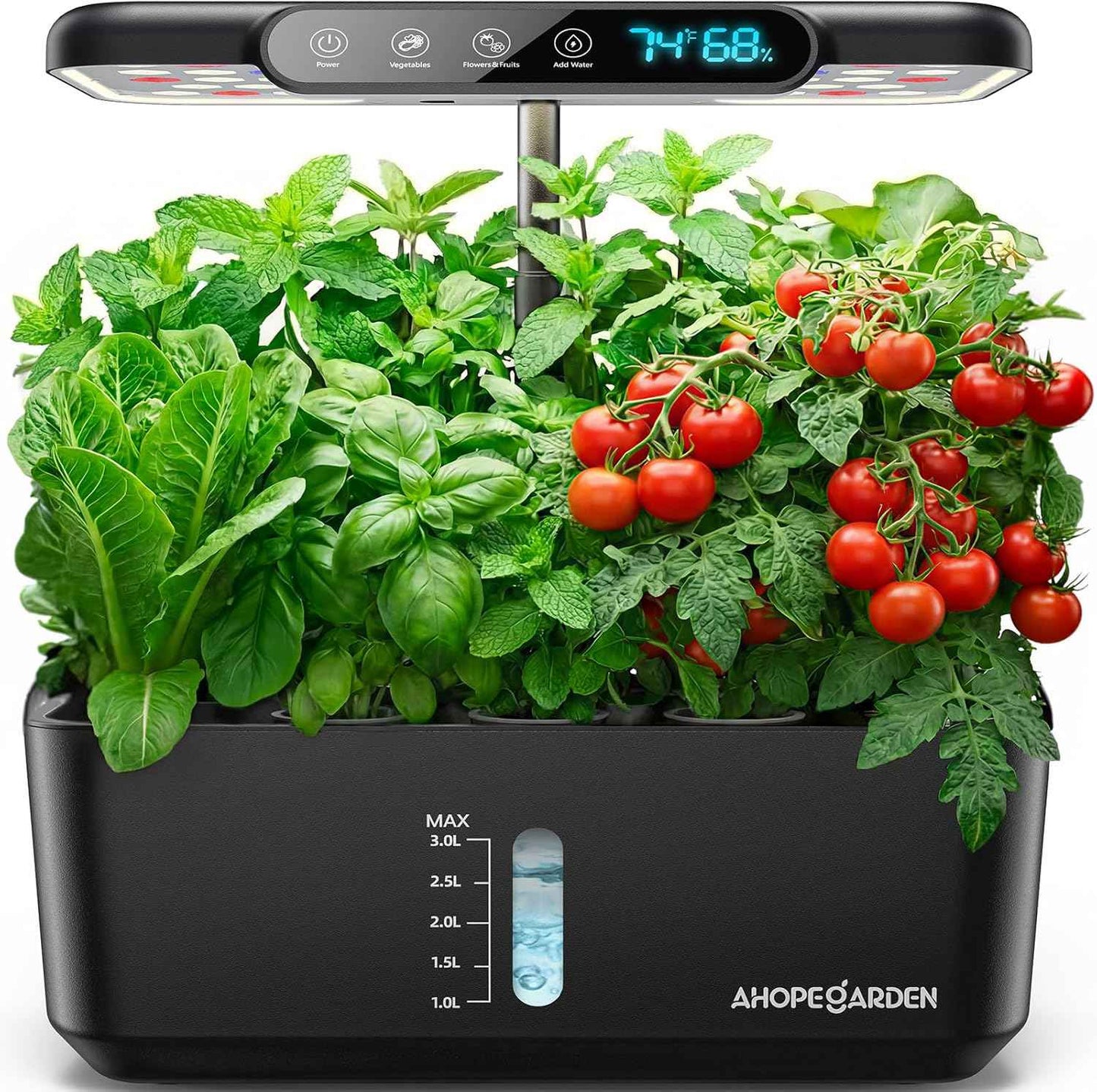 Ahopegarden Hydroponics Growing System Herb Garden: 10 Pods Indoor Garden Kit with LED Grow Light and Smart Temp & Humidity Display - Plant Germination Kit for Home Kitchen