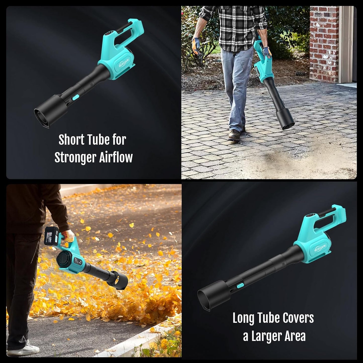 2025 YARDCARE Cordless Leaf Blower with 4.0Ah Battery & Fast Charger, 5-Speed + Turbo, Electric Cordless Leaf Blower, Telescopic Tube, Ergonomic, for Lawn, Yard, Garage, Blowing Leaves, Dust