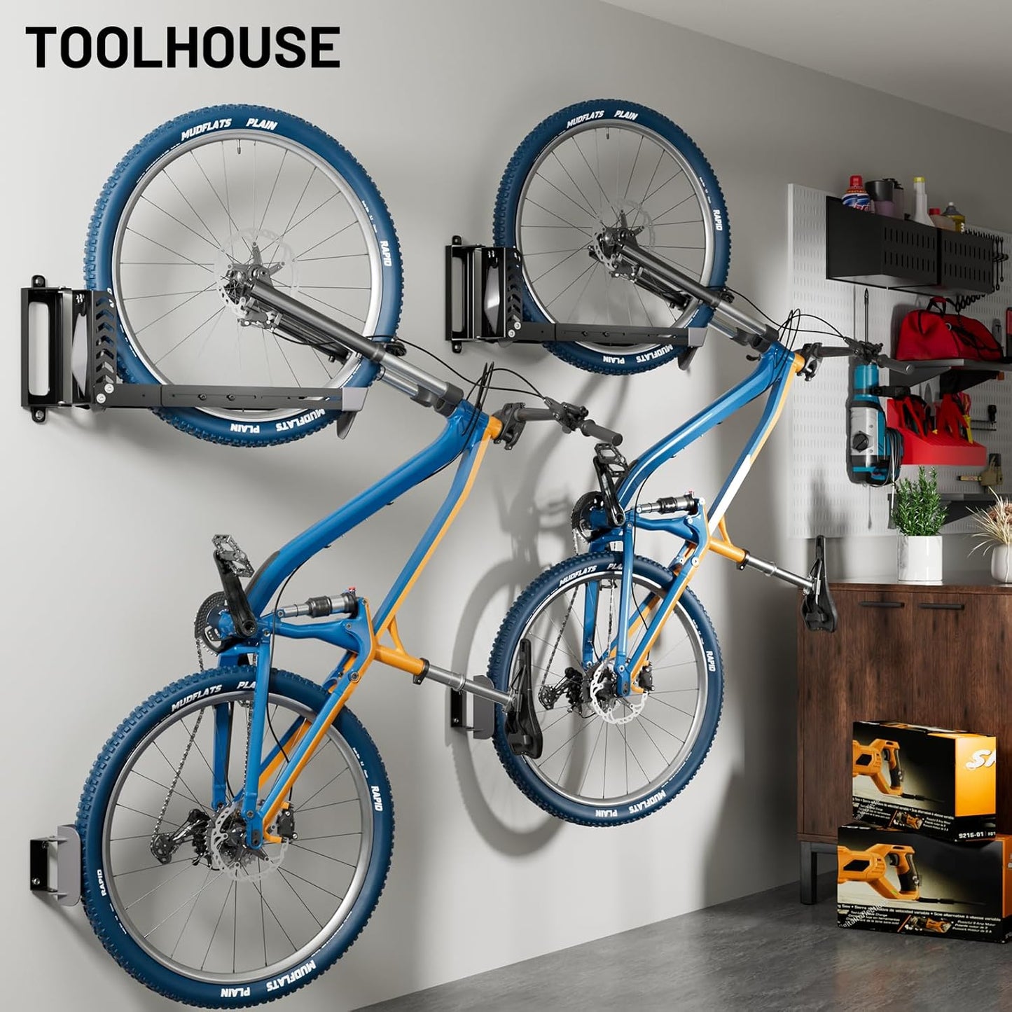 3-Pack Swivel Bike Rack Wall Mount, Bike Hangers for Garage, Space-Saving Vertical Bike Holder, Holds up to 77 lbs, Bicycle Wall Hanger Storage, No Heavy Lifting Required Indoor Hanging Bike Rack