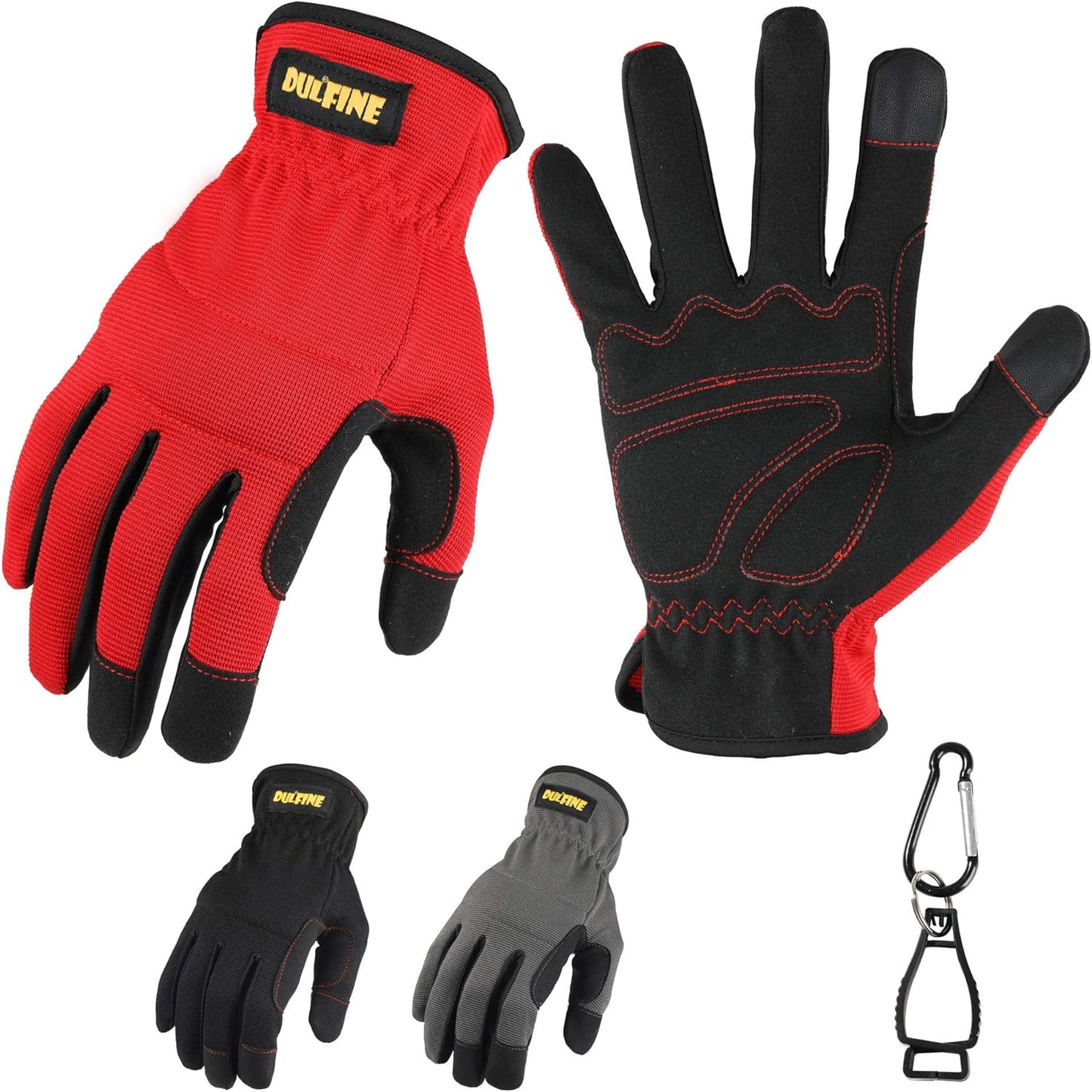 DULFINE High Performance Work Gloves For Men(3 Pairs Pack), High Dexterity Touch Screen For Multipurpose,Excellent Grip (Medium)