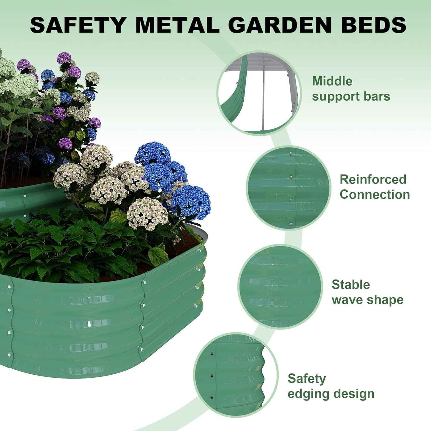 Galvanized Raised Garden Bed Kit – 61x42x31 in Outdoor Planter Box for Vegetables, Herbs & Flowers. Modular 3-In-1 Raised Garden Beds Outdoor with Open Base, Garden Box and Planters for Plants