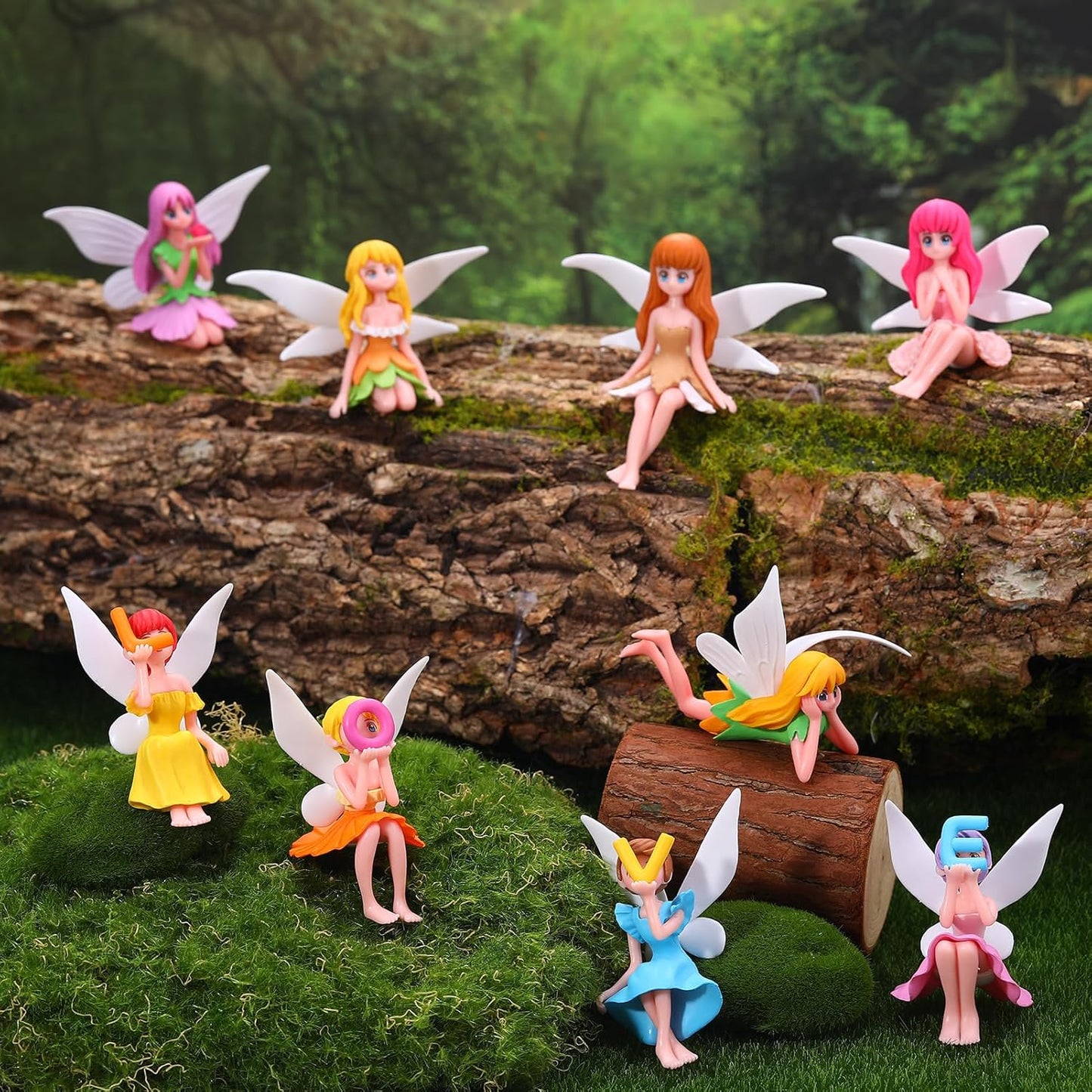 12 Pcs Miniature Fairy Figurines, Hand-Painted Small Flower Fairies with Wings for Garden Decor, Cake Topper & Landscapes