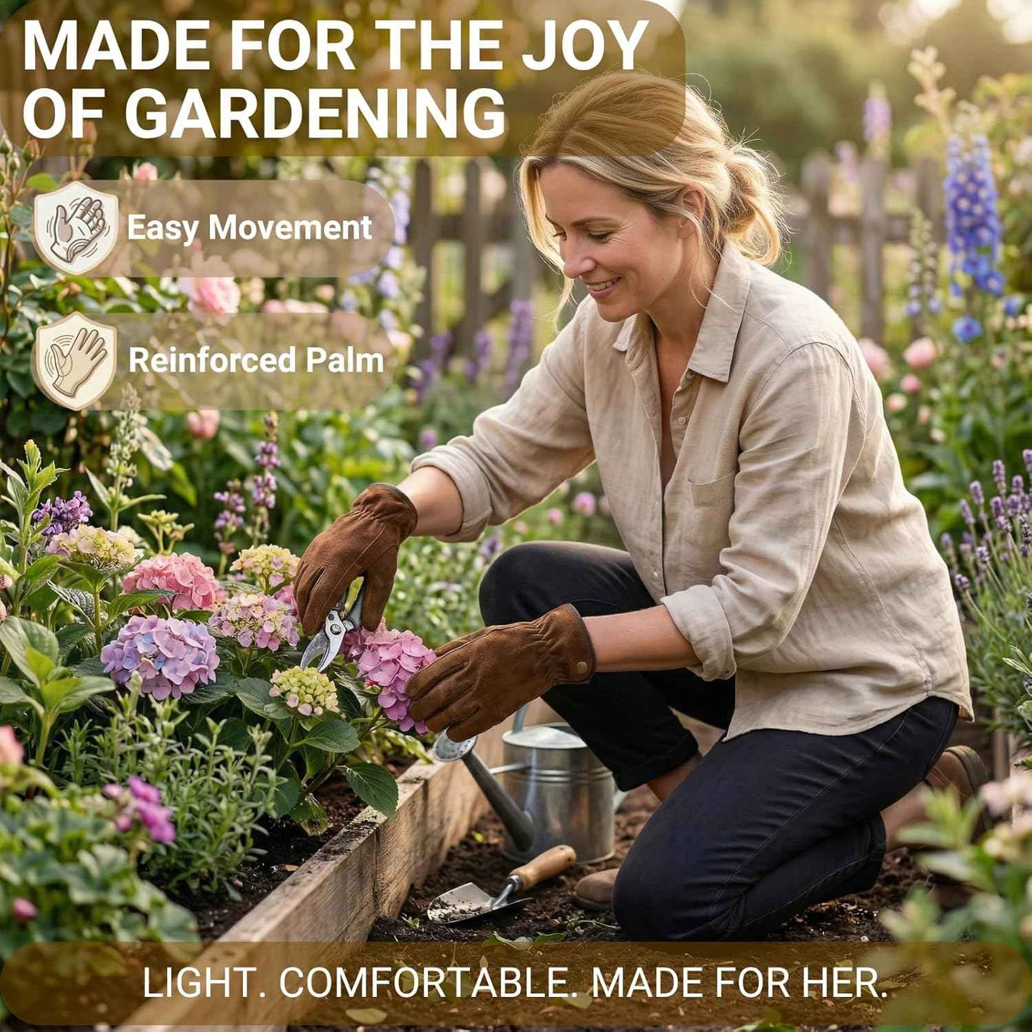 Leather Work Gardening Gloves for Men Women, Thorn-Proof Rose Pruning and Heavy-Duty Yard Work, Driving