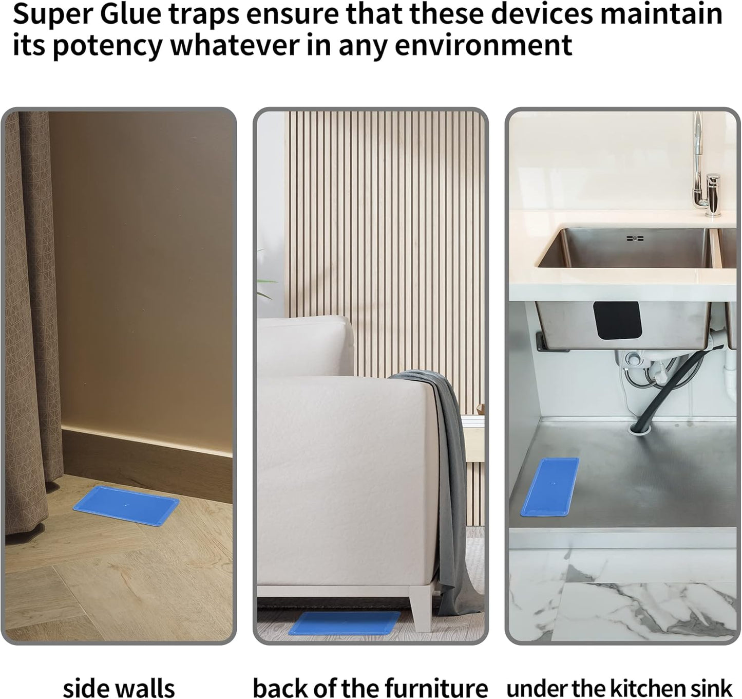 LULUCATCH Super Glue Traps 6 Pack for Mice & Snakes, Larger, Heavier Sticky Traps with Non-Toxic Glue. Sticky Mouse Traps Indoor, Easy to Set, Pet Safe Pest Control