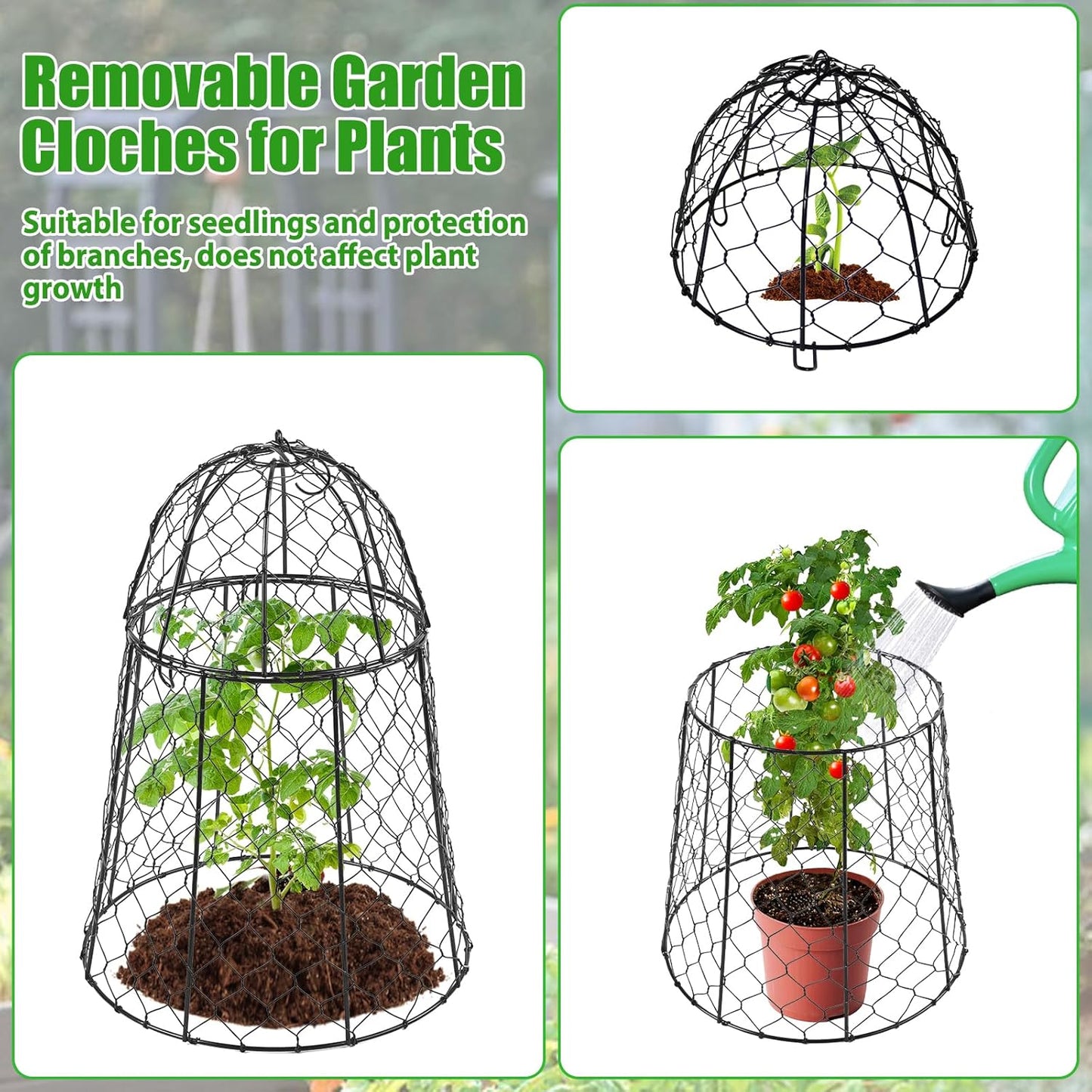 Phoncoo 6 Pack Garden Cloches for Plants, Sturdy Plant Protectors from Animals, Chicken Wire Cage for Garden Cages to Keep Bunnies Chicken Squirrels Birds Animals Out