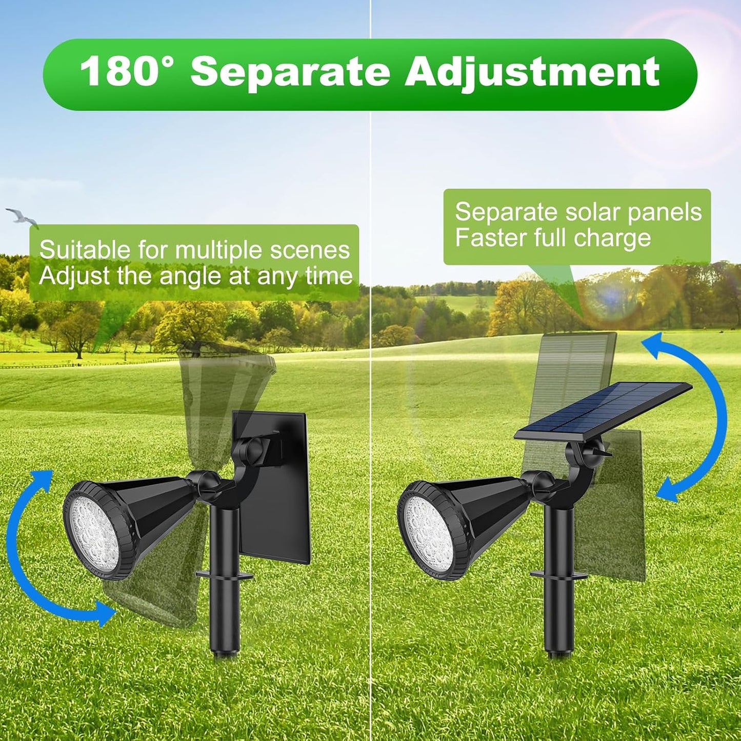 Solar Lights Outdoor Waterproof IP65 180° Adjustable Solar Powered Landscape Spot Lights for Yard 4 Lighting Modes Spotlights for Pathway Garden Outside Wall Pool Porch (8 Pack, Cool White)