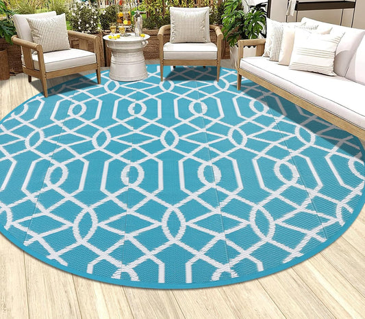 HEBE Outdoor Rug 8ft for Patios Waterproof Clearance Reversible Patio Mat Plastic Straw Rug RV Camping Mat Outside Area Rug Carpet for Camping RV,Porch,Deck,Balcony,Camper,Backyard
