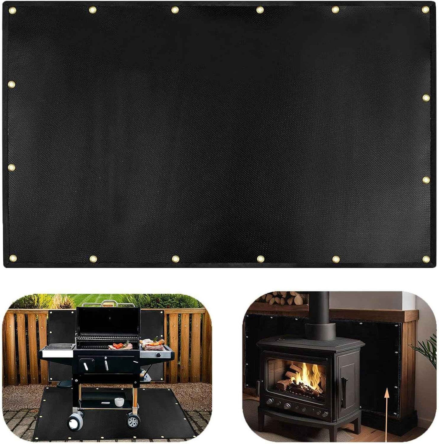 3' X 5' heat shield for the wall behind the grill, Fireproof heat shield for grill, protecting deck fence railing from grill heat, stove wall protector, BBQ Smoke，grill mats for outdoor grill