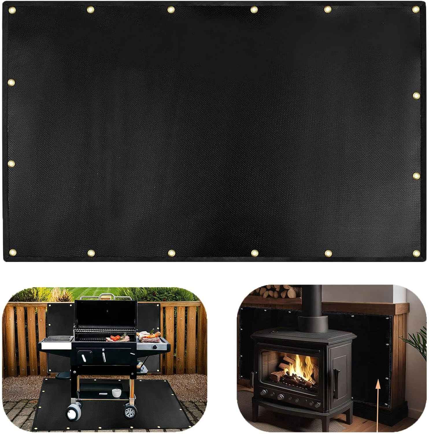 3' X 5' heat shield for the wall behind the grill, Fireproof heat shield for grill, protecting deck fence railing from grill heat, stove wall protector, BBQ Smoke，grill mats for outdoor grill
