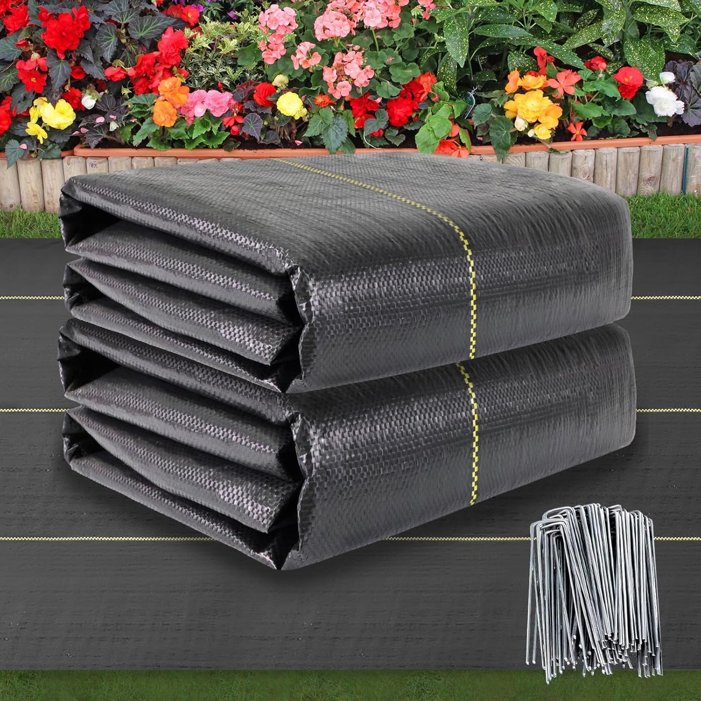 Shade&Beyond 8ftx100ft Weed Barrier Fabric 3.5oz Heavy Duty Landscape Fabric with Superior Permeability Weed Control, Garden Woven Ground Cloth with Staples