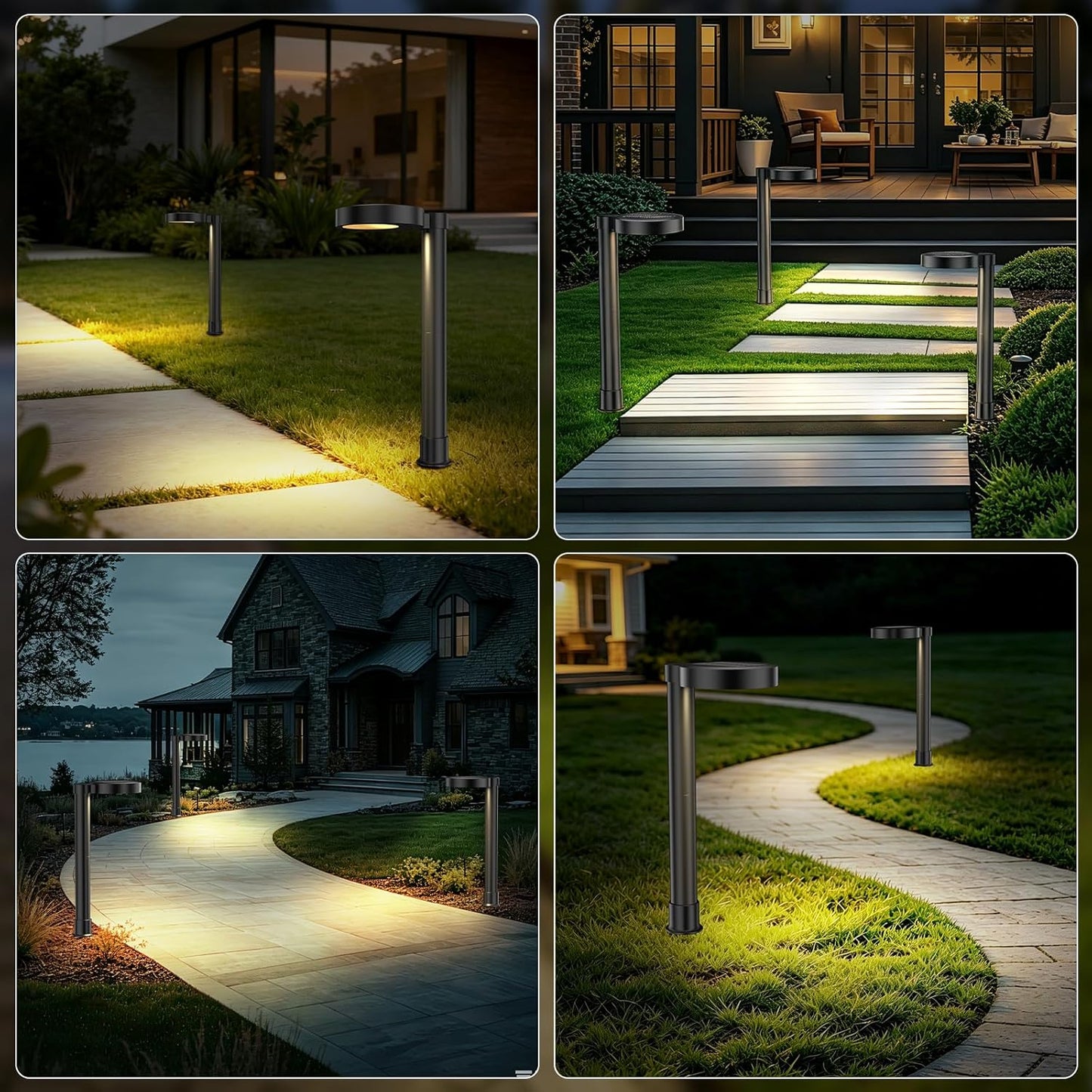 Solar Pathway Lights Outdoor, Solar Walkway Lights with Brightness Adjustable, 2 Color Modes Waterproof Outdoor Solar Light for Garden Yard Driveway Landscape Patio Lawn(4 Pack)