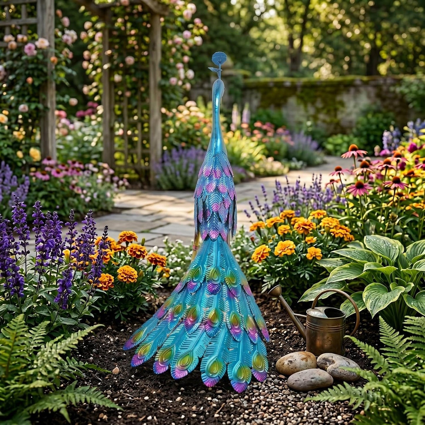 1 Piece Metallic Statue Outdoor Garden, Patio, Deck, Porch-Yard Art Decoration Metal