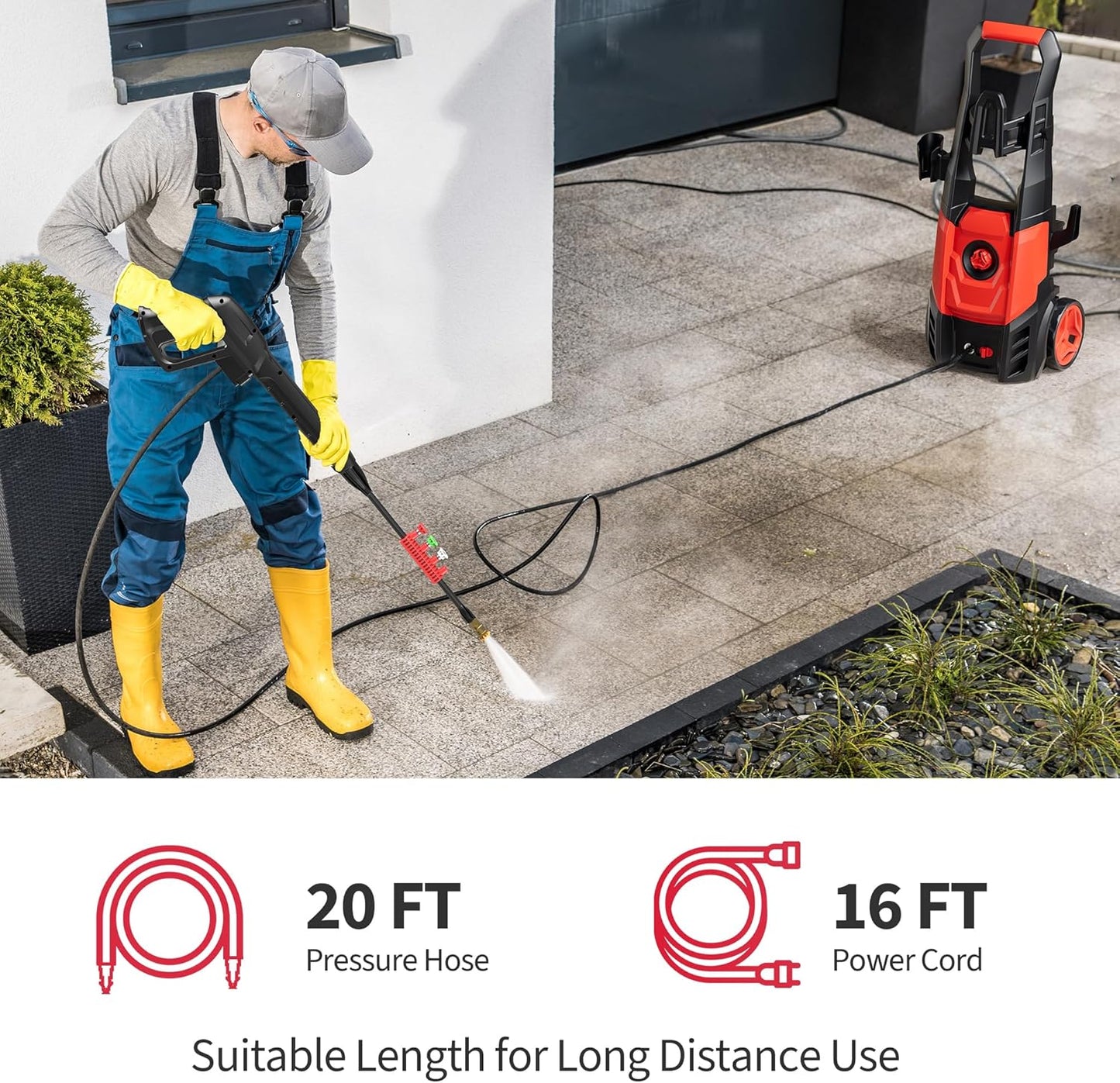 Electric Pressure Washer, 2.5 GPM Power Washer with 4 Quick Connect Nozzles & Foam Cannon, Portable High Pressure Washer Cleaning Machine for Cars Fences Driveways Patios