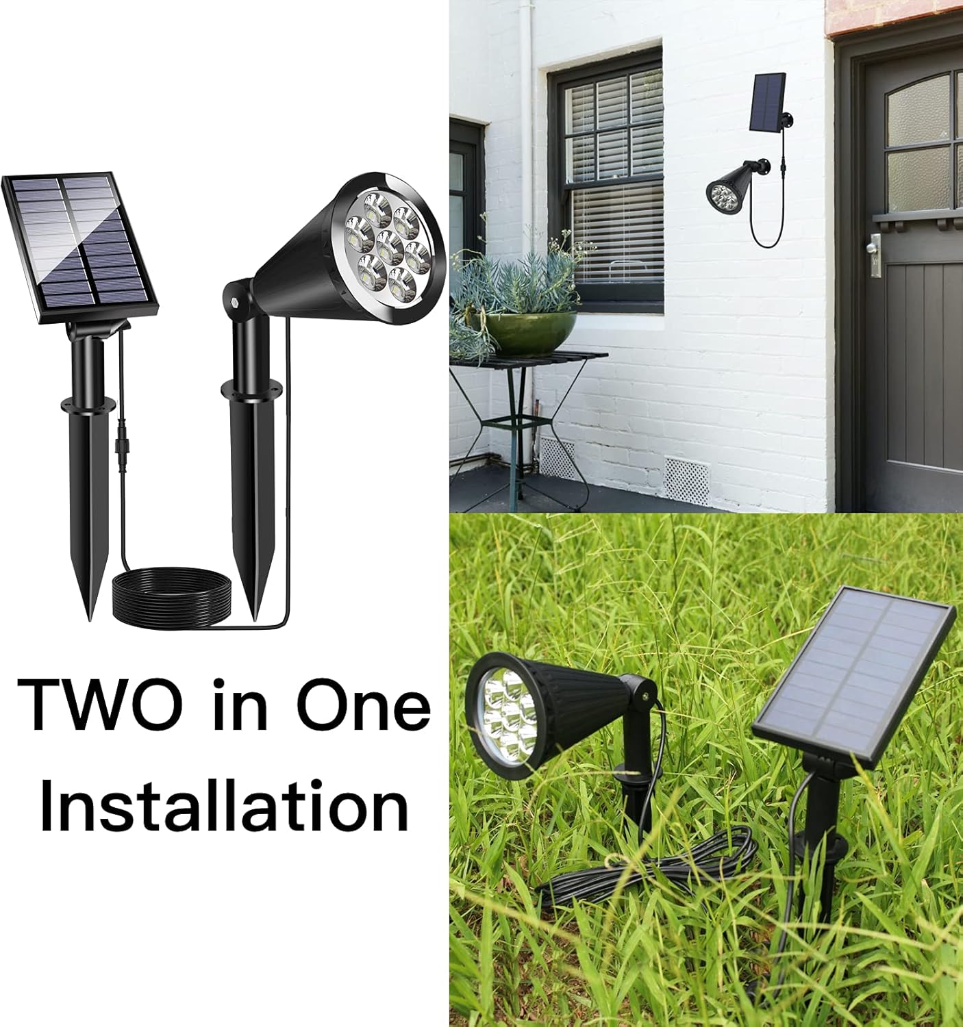 MEIHONG Solar Spot Lights Outdoor, Warm White LED Landscape Lamp Dusk to Dawn, 2-in-1 Solar Spotlight for Trees Lights for Garden Porch Walkway Patio (4 Pack)