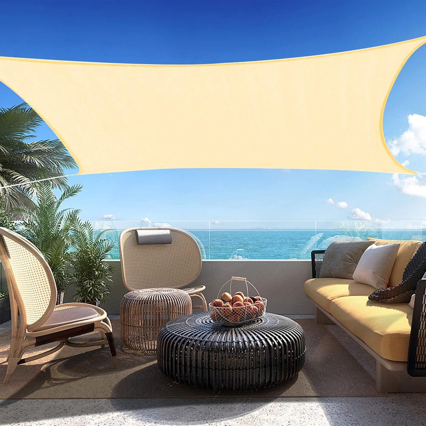 20' x 20' Beige Square Sun Shade Sail SSP1212 Canopy Durable Fabric UV Block Awning,We Make Custom Orders