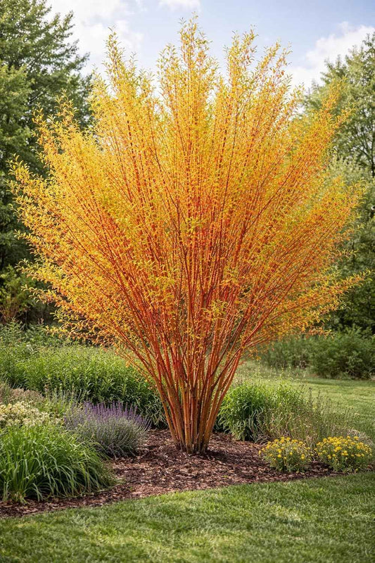 Flame Willow Tree Cuttings for Planting – Bright Red & Orange Stems – Fast Rooting Willow for Colorful Landscaping, Privacy & Winter Interest (2 Trees)