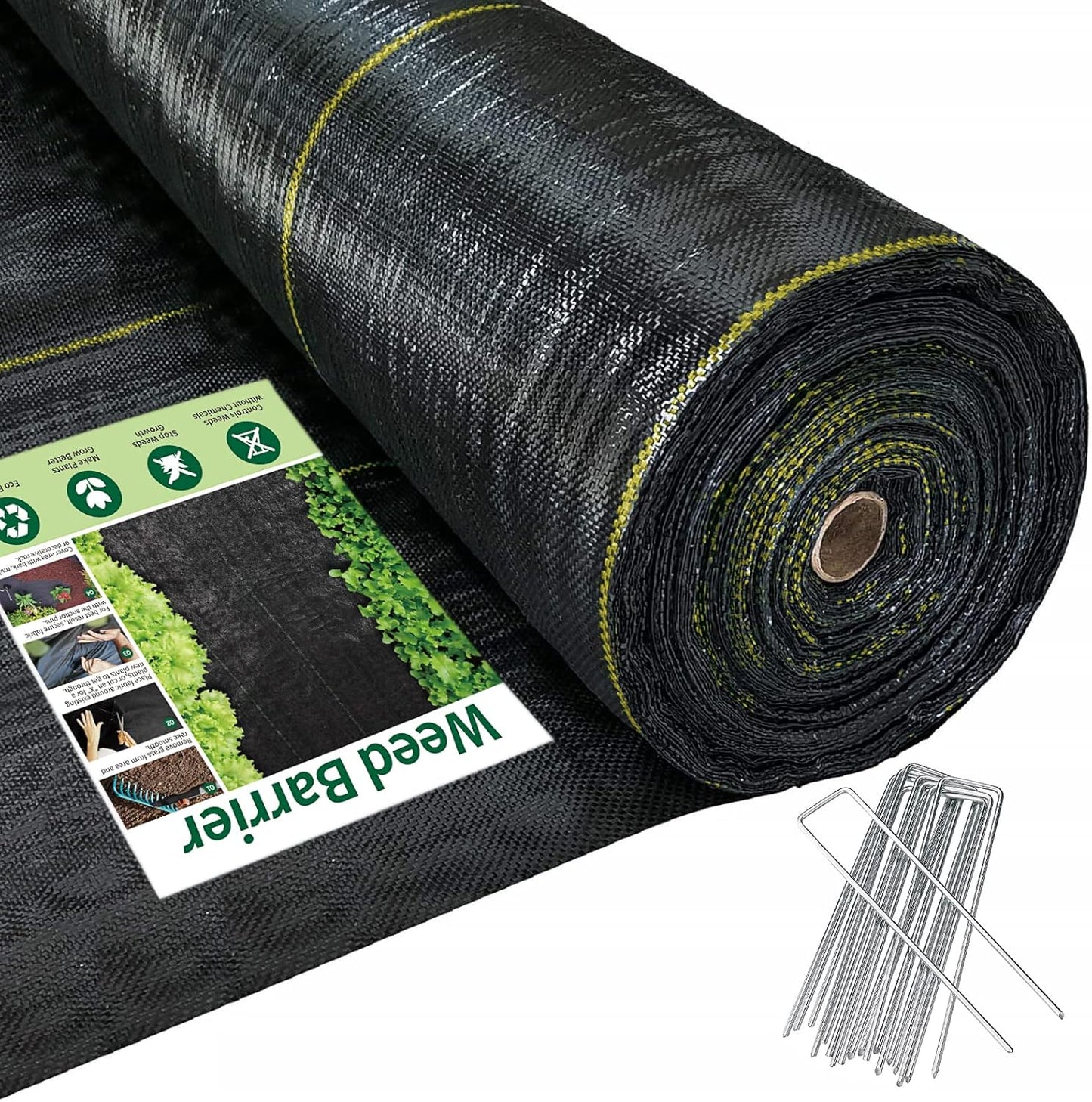 6ft x100ft Black Weed Barrier Landscape Premium Fabric-Heavy Duty Woven Ground Cloth with Superior Permeability Weed Control Convenient Design
