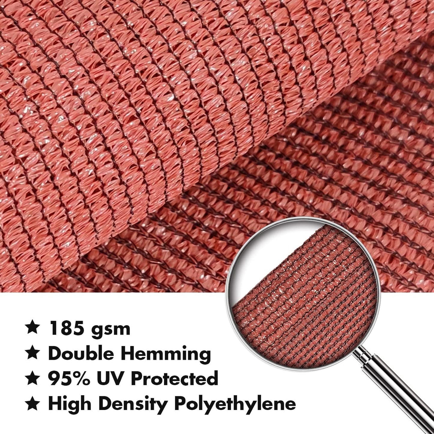 KANAGAWA 22'X22' Rust Red Custom Size Sun Shade Sail Square UV Block Canopy Cover for Patio Backyard Lawn Garden Outdoor (Customized Available)