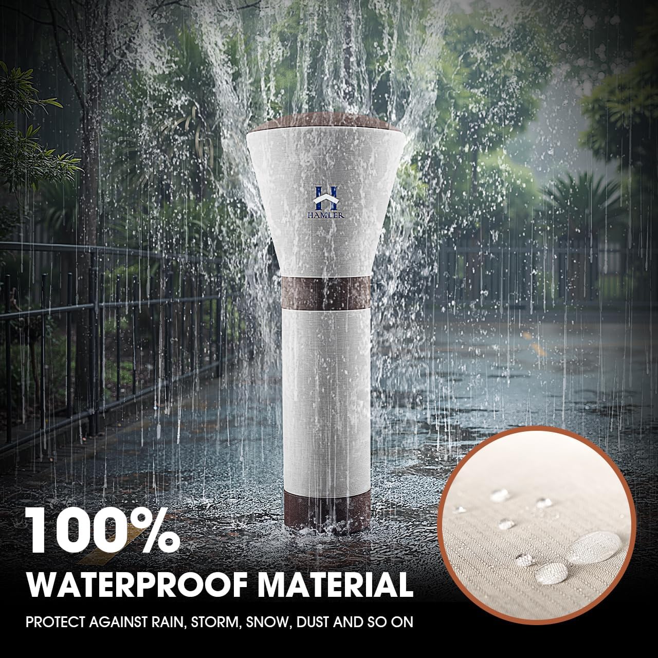 HAMLER Patio Heater Covers, Outdoor Heater Covers Waterproof with Zipper, Outdoor Patio Heater Cover Fits up to 95"H x 34"W x 19"W, Heavy Duty Heater Covers for Standing Heater, Brown & Beige