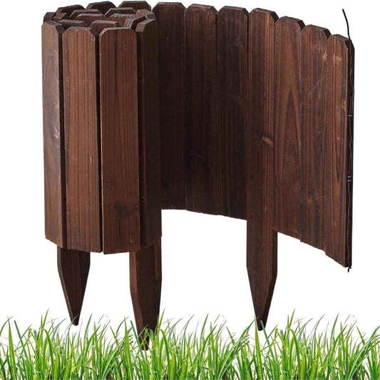 12FT Total Length Wooden Garden Fence Wood Garden Edging Border No Dig Landscape Edging Decorative Flower Bed Border Courtyards Planting Tree Fence Patio Path Edging - 3Pack 11.8" H x 48" L
