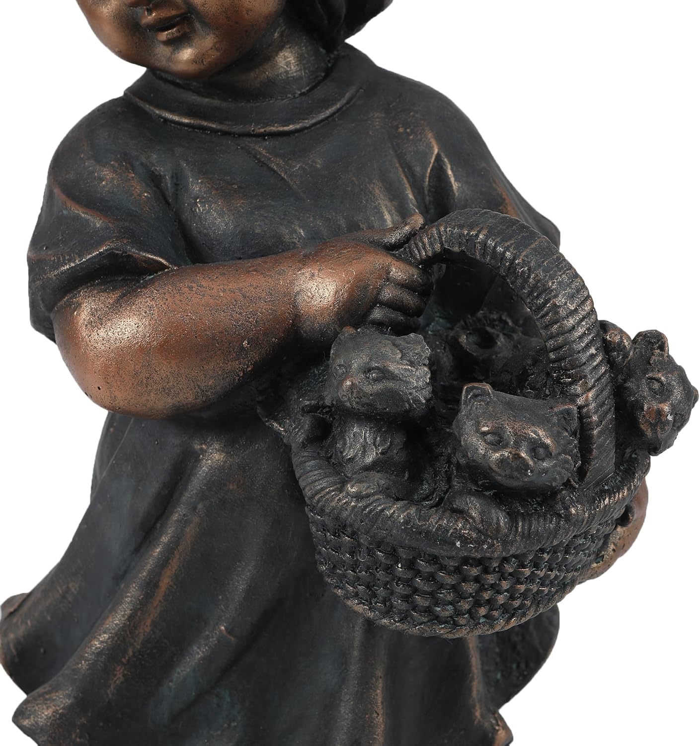 LuxenHome Garden Decor Statue,23" Fiber Stone Girl and Puppy Outdoor Statue, Bronze Garden Sculpture, Outdoor Art for Patio Courtyard Backyard Decor, House Warming Gifts
