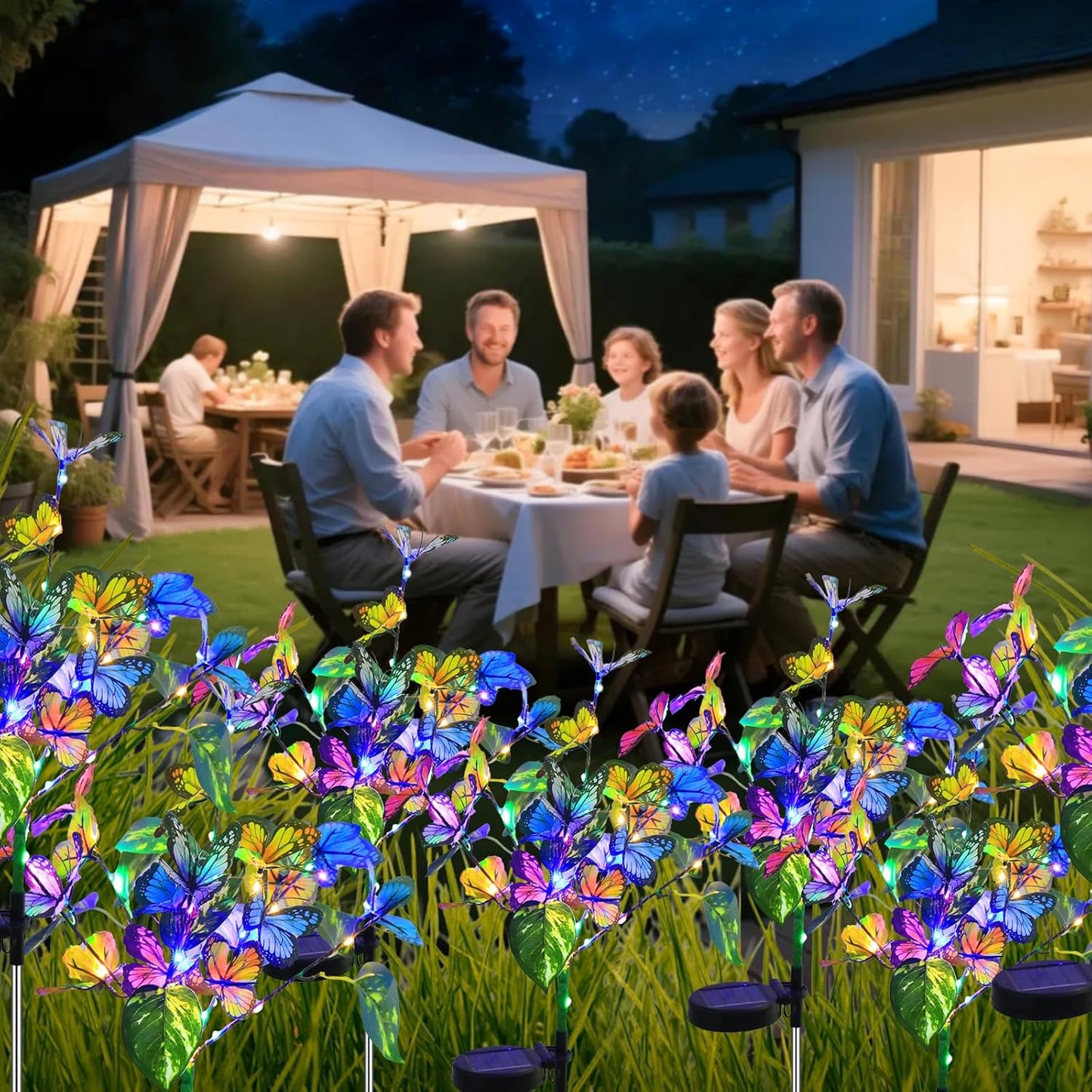 Solar Garden Lights Outdoor Waterproof Solar Lights 4 Pack with New Upgraded 40 LED 18 Butterfly Outdoor Lights for Yard Outside Garden Pathway Decor