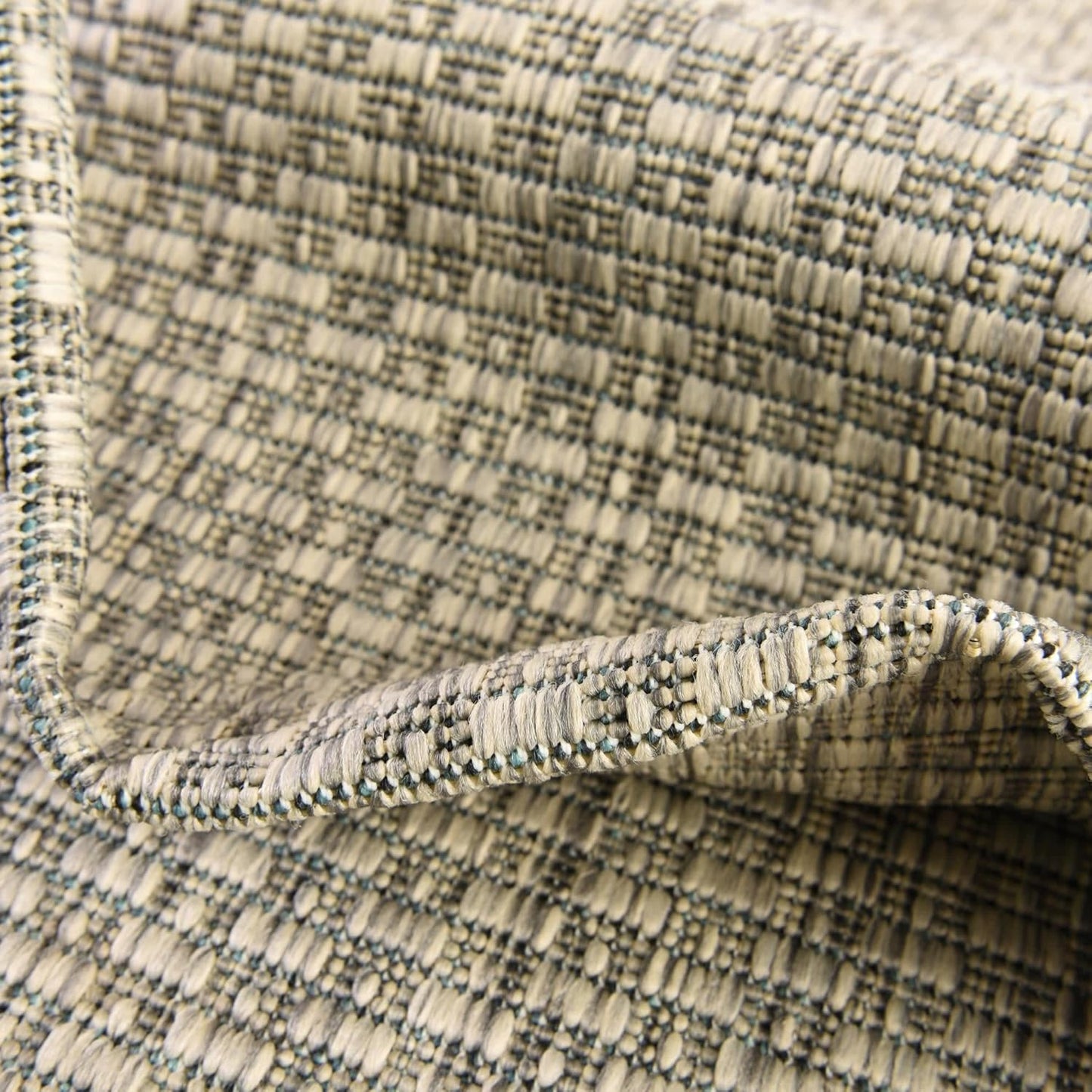 Unique Loom Collection Casual Transitional Solid Heathered Indoor/Outdoor Flatweave Area Rug (5' 3" Square, Light Gray/Ivory)