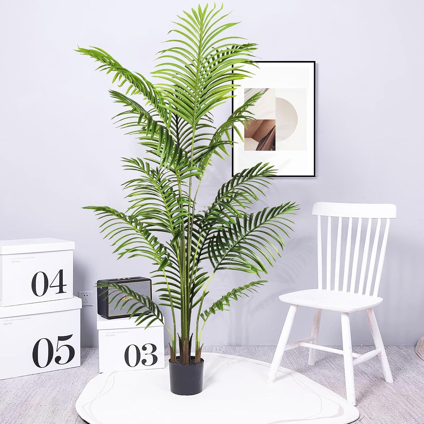 2 Pcs Artificial Palm Tree with Planter Fake Plants 6ft Faux Tree Indoor for Home Decor Living Room Decor