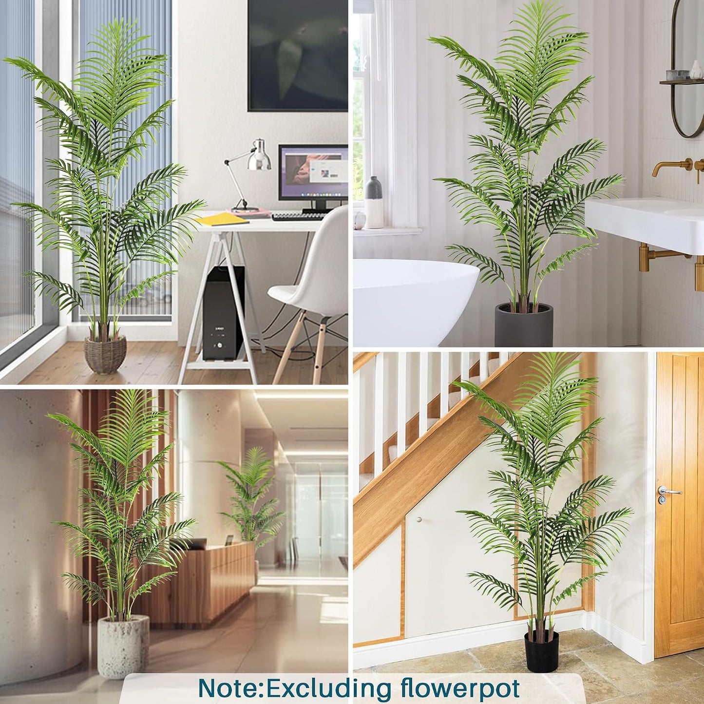 2 Pcs Artificial Palm Tree with Planter Fake Plants 6ft Faux Tree Indoor for Home Decor Living Room Decor