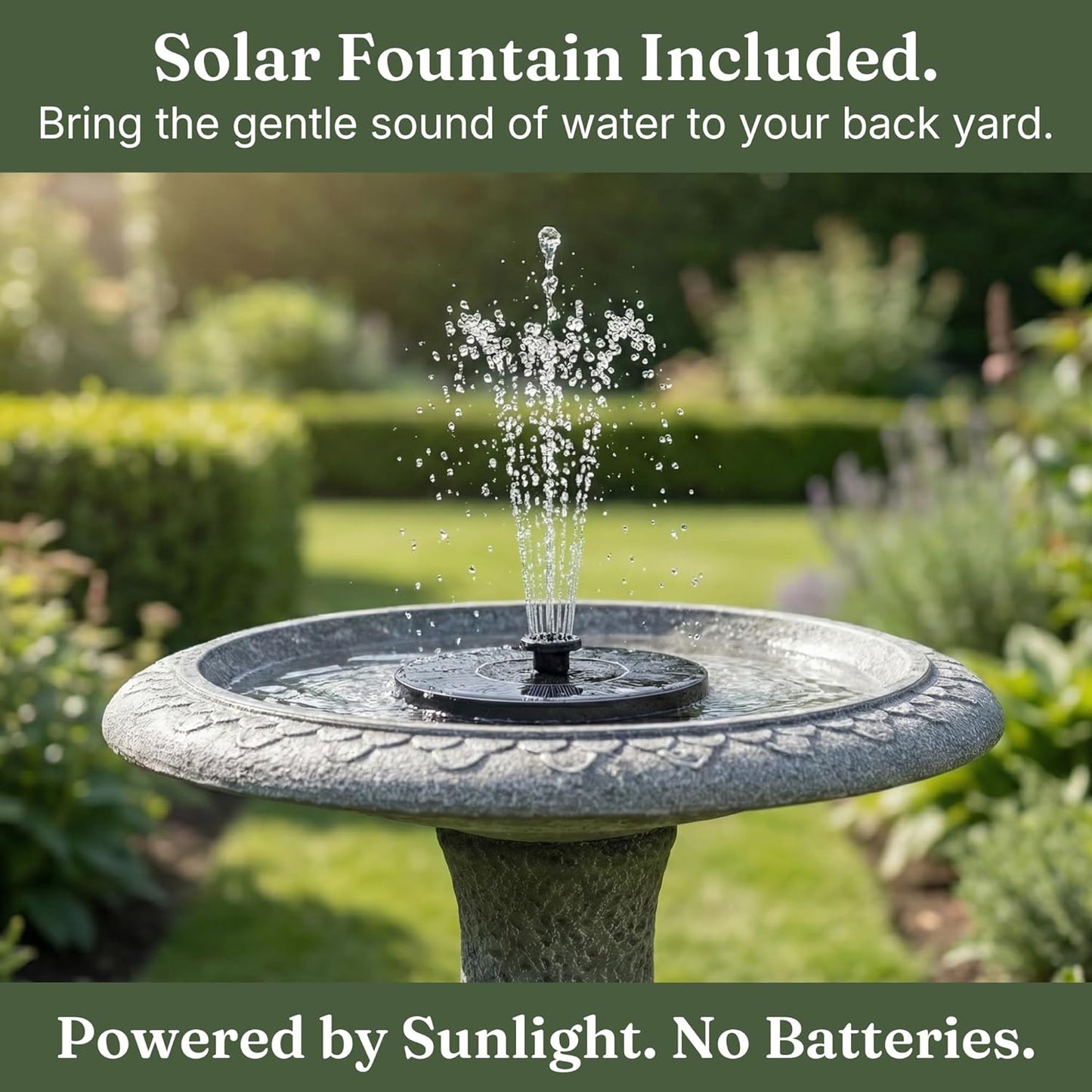 Pedestal Birdbath with Solar Fountain, Resin Stone Composite Outdoor Garden Decor, Standing Bird Bath for Outside Patio Yard, 23-Inch Tall, Garden Fountain, Resin Bird Baths, Hummingbird Bowl