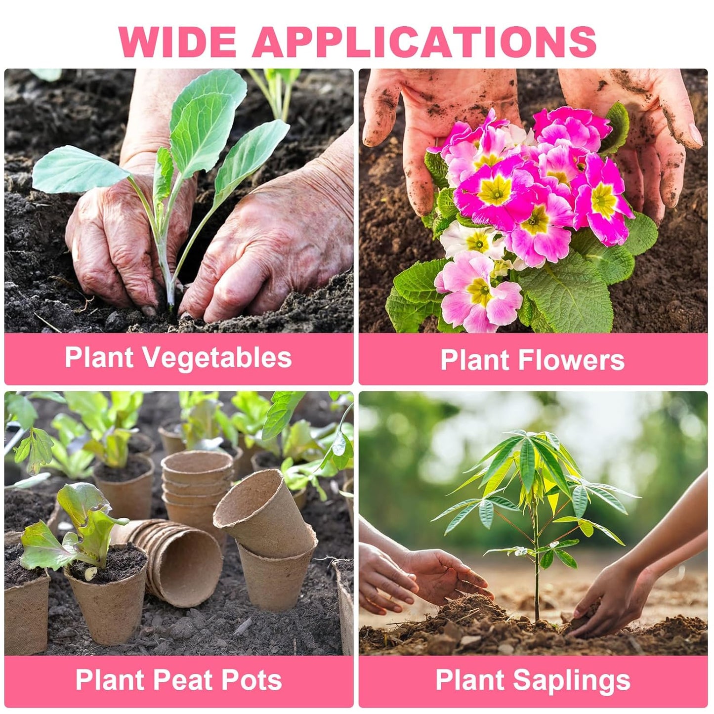 Auger Drill Bit for Planting 2 x 14.5 Inch, Garden Spiral Bit for 3/8" Hex Drive, Earth Post Hole Digger Bulb Planter Drill Auger for Planting Bedding Rapid Digging, Pretty Pink