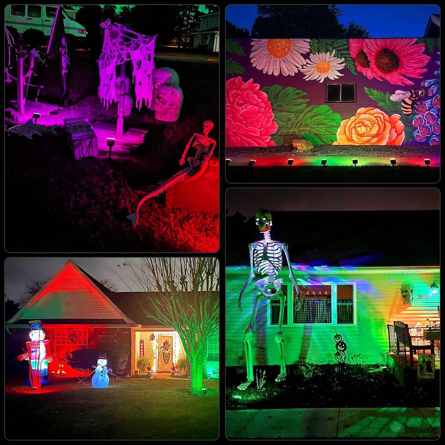 WELALO Solar Color Changing Spot Lights Outdoor, Waterproof Solar Halloween Lights, 7 Modes Multicolor RGB Landscape Spotlights for Garden Yard Driveway Lawn Patio Pathway Christmas Decorations 6 Pack