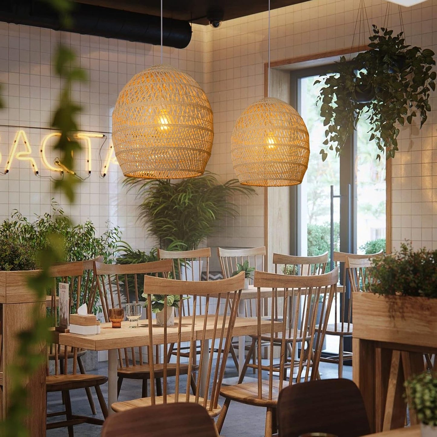 Arturesthome Boho Wicker Chandelier,W 15.7"*H 18" Rustic Rattan Basket Pendant Light Fixture Coastal,Farmhouse Hanging Lighting for Dining Table Kitchen Island Bedroom