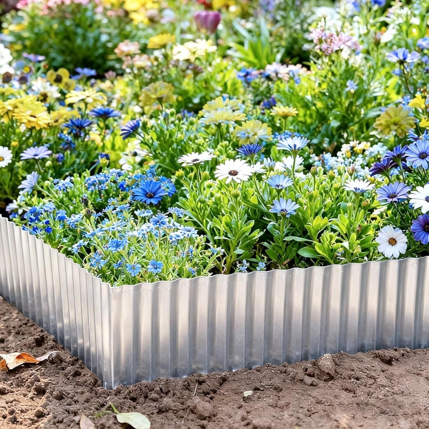 Corrugated Garden Edging Border, 6IN x 40FT Metal Landscape Paver Edging, Sturdy Steel Fence for Garden, Flower Bed Edging, Tree Fence, Yard Edging