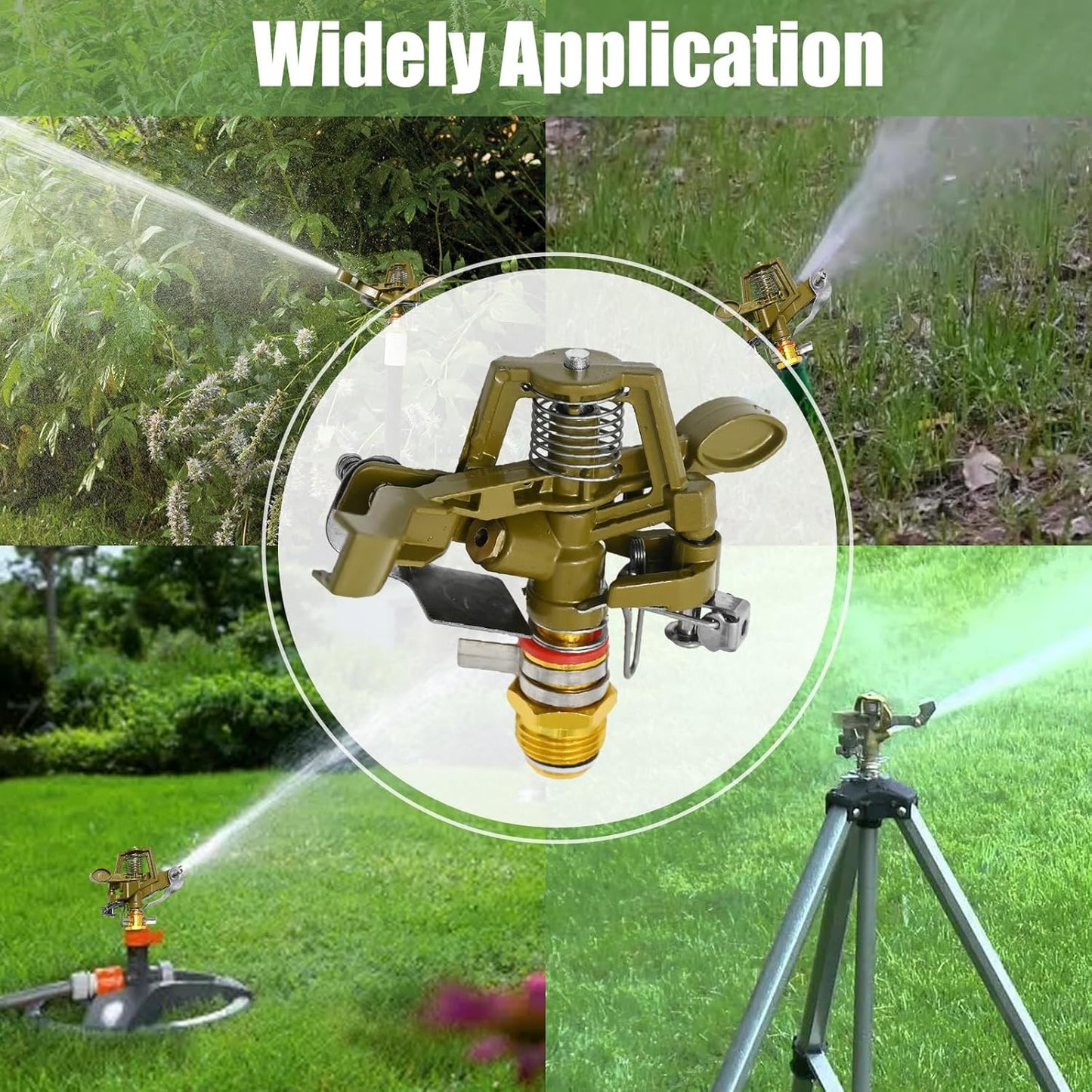 1/2 Inch Brass Impact Sprinkler with Nozzles Adjustable 0-360 Degree Coverage Pattern Heavy Duty Lawn Sprinkler Head for Yard Lawn Grass Patio Garden Irrigation (2Pcs)