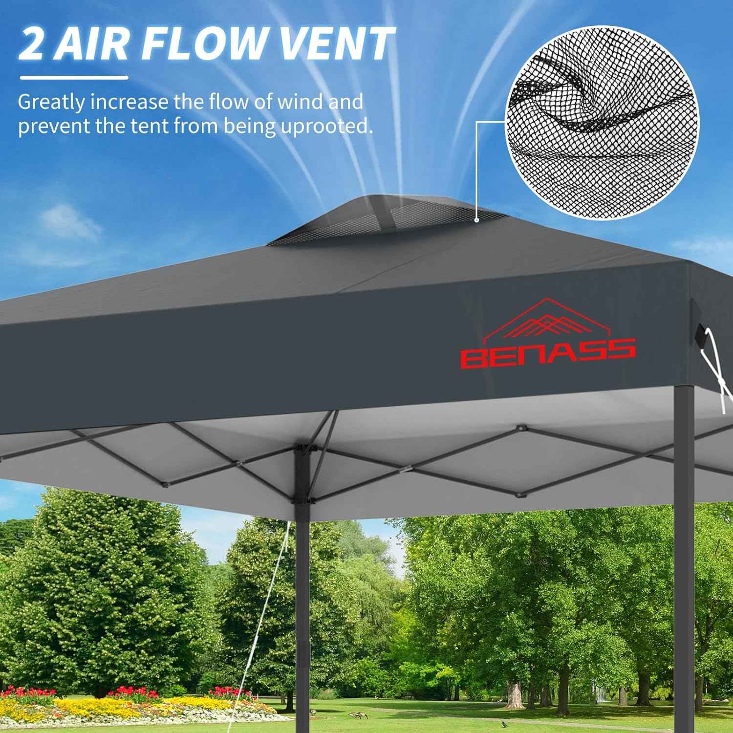 10x10 Pop Up Canopy, Easy Up Canopy Tent, Heavy Duty Tents for Parties, One Person Set Up Event Tent, Grey